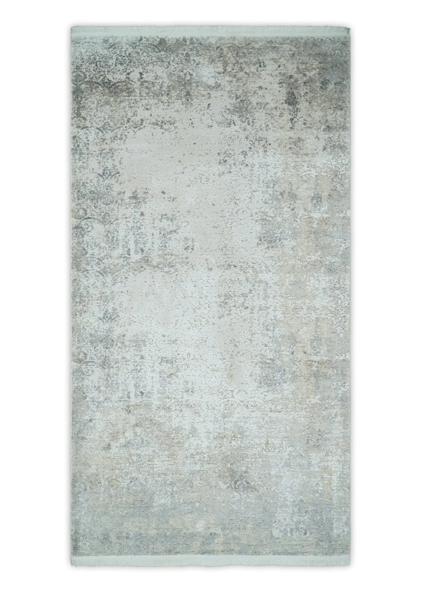 3x5 Beige, Brown and Silver Antique Finish Silk Area Rug - Image 12