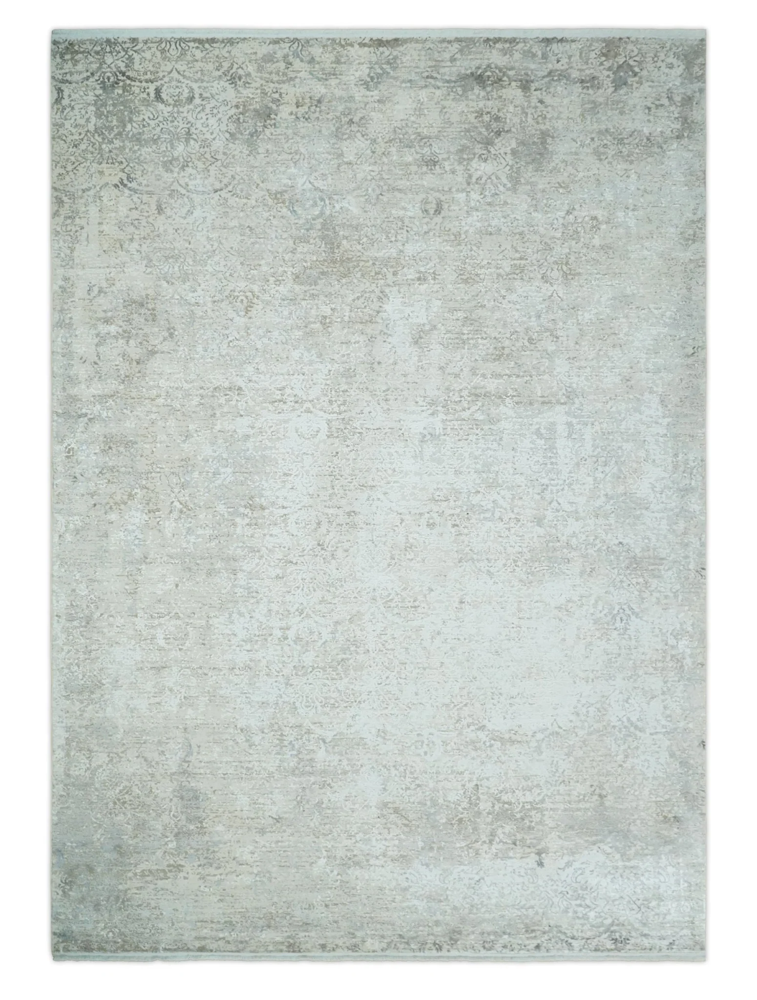 3x5 Beige, Brown and Silver Antique Finish Silk Area Rug - Image 15