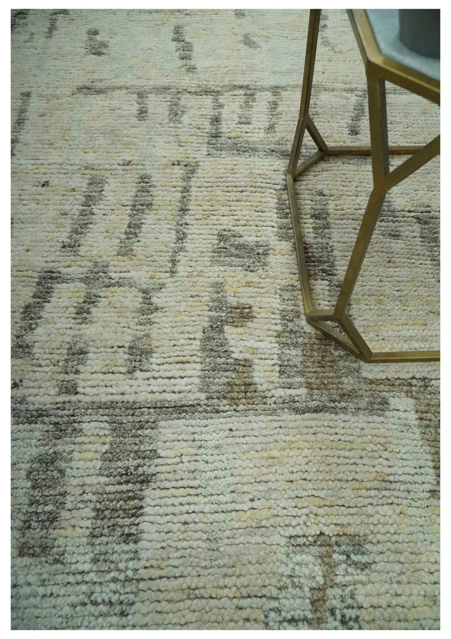 Custom Made Beige, Olive and Gray Hand Knotted Modern Abstract wool Area Rug - Image 3