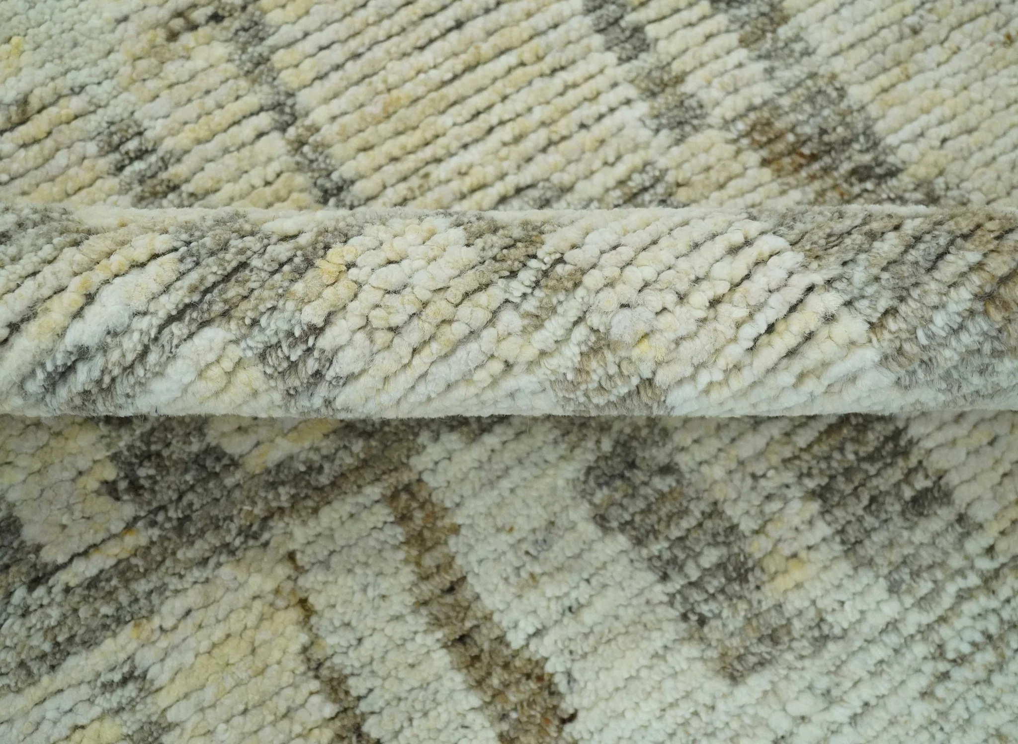 Custom Made Beige, Olive and Gray Hand Knotted Modern Abstract wool Area Rug - Image 7