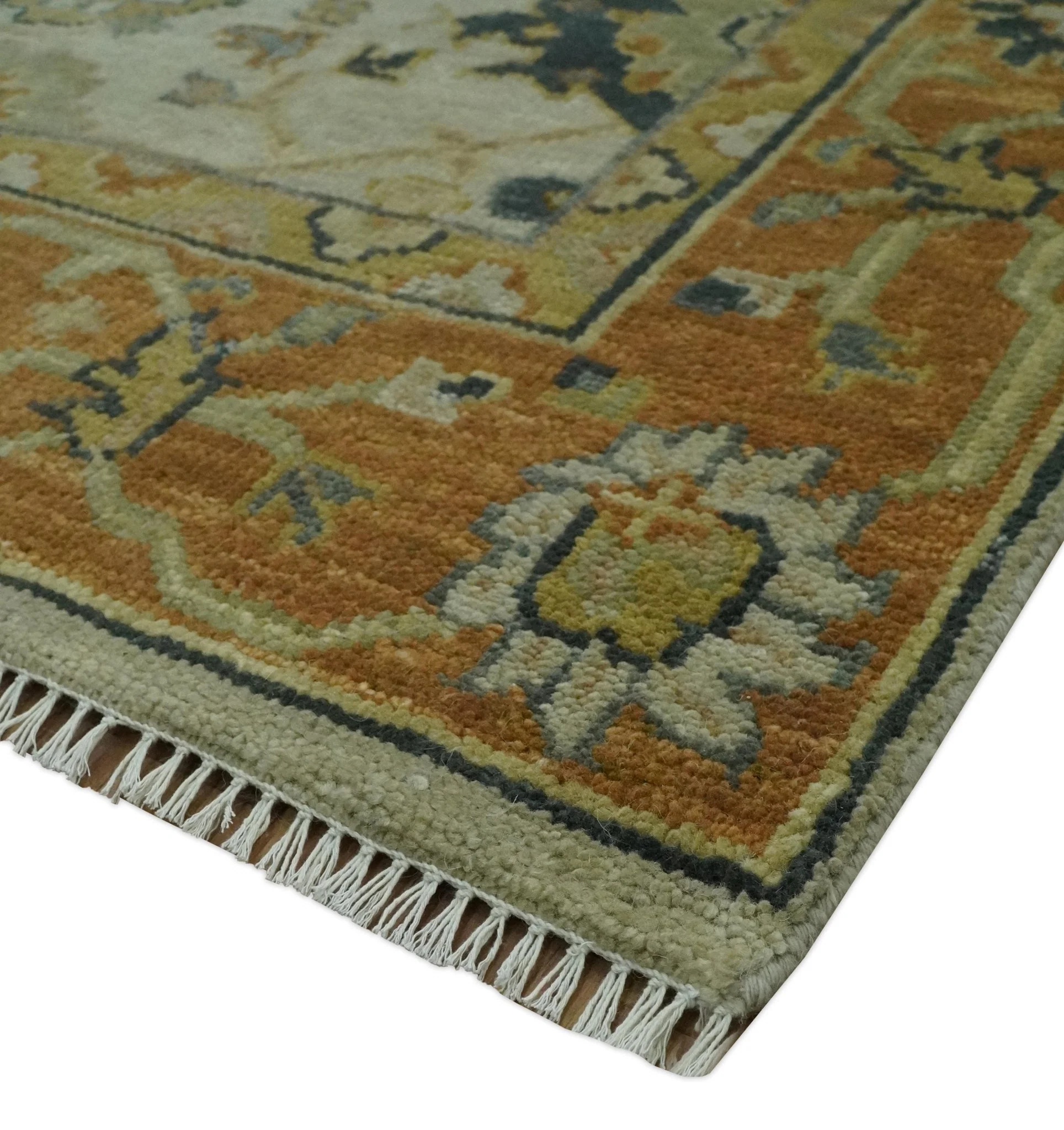 Beige and Gold 8x10 Traditional Oriental Oushak wool Rug - Image 5
