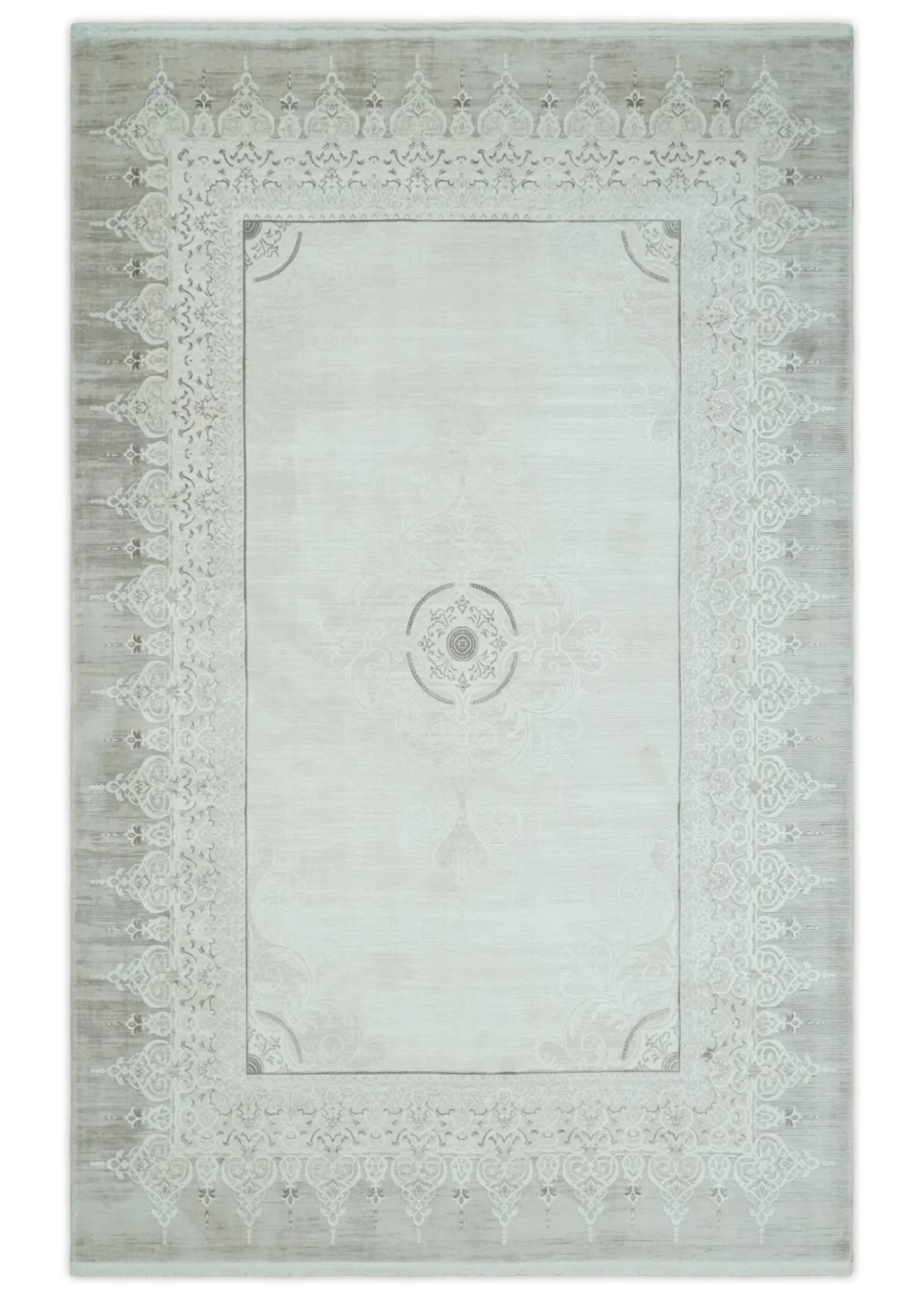 Brown, Beige and Ivory Antique Finish, Vintage look, Art Silk Area Rug, Living Room Rug | TRDMM2 - Image 12