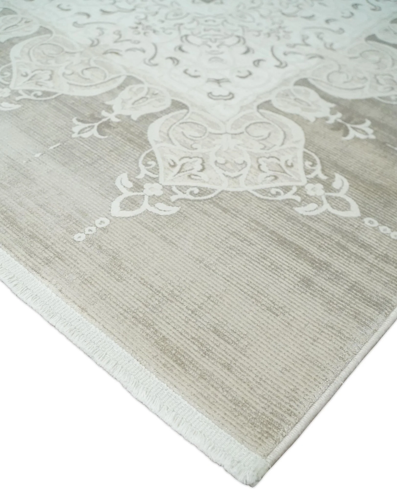 Brown, Beige and Ivory Antique Finish, Vintage look, Art Silk Area Rug, Living Room Rug | TRDMM2 - Image 5