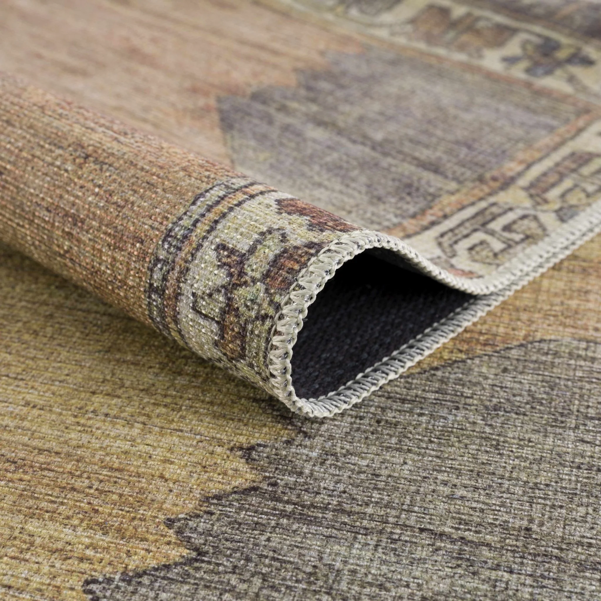 Tan, Beige and Charcoal Antique Style Traditional Machine Washable Area rug - Image 10