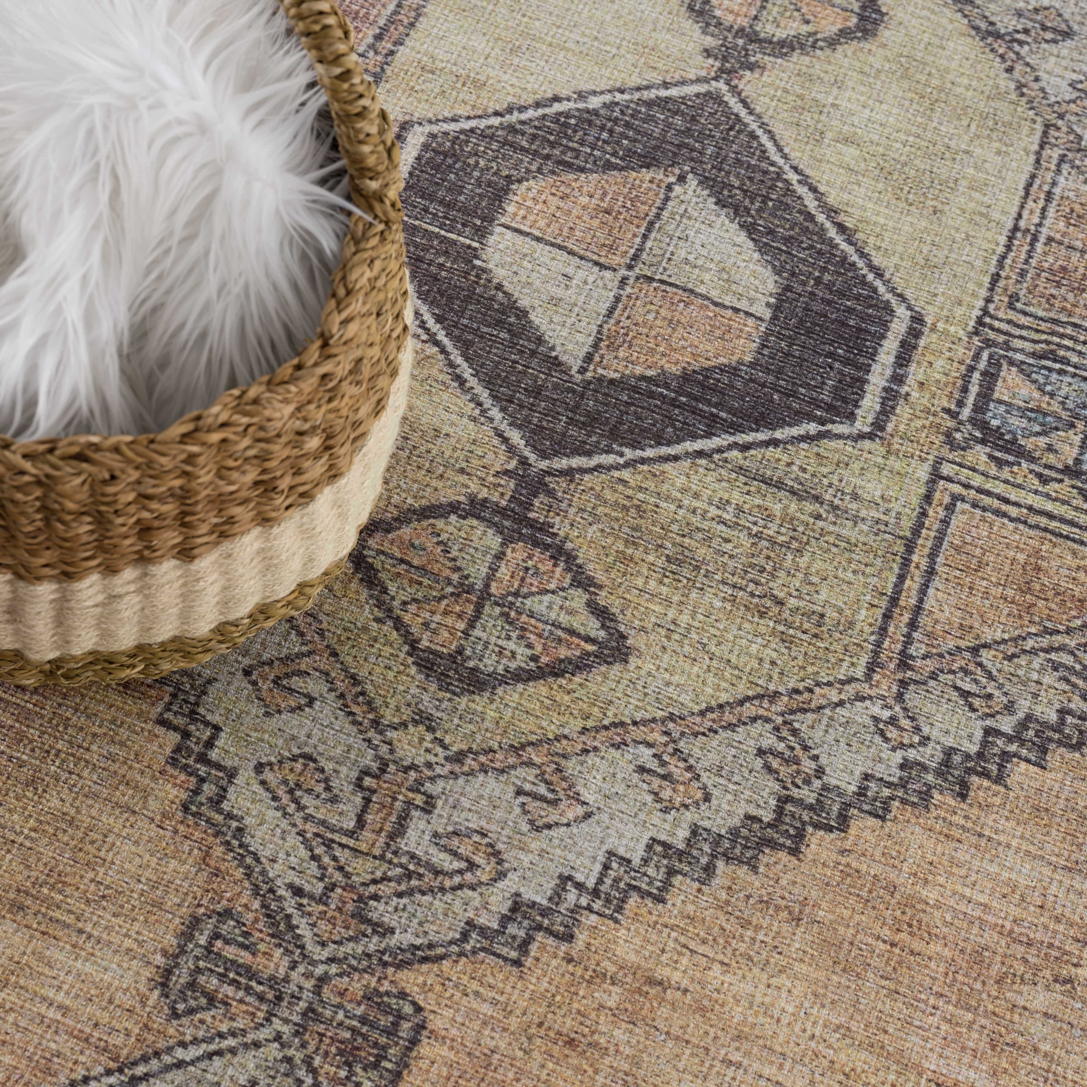 Tan, Beige and Charcoal Antique Style Traditional Machine Washable Area rug - Image 15