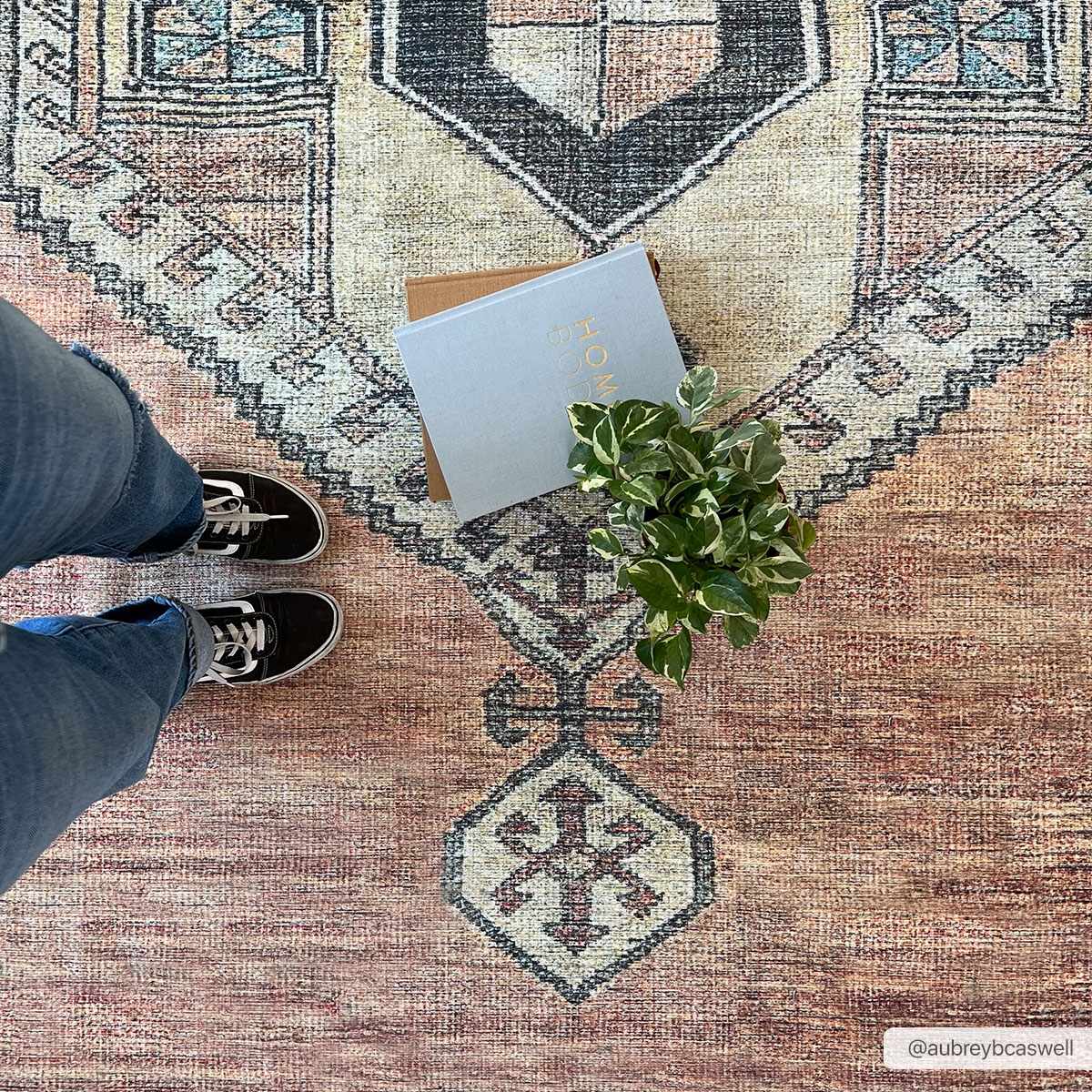 Tan, Beige and Charcoal Antique Style Traditional Machine Washable Area rug - Image 3