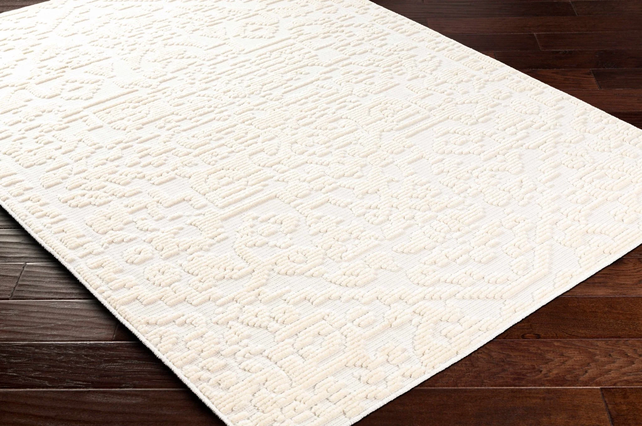 Beige Texture Traditional Medallion washable area Rug - Image 4
