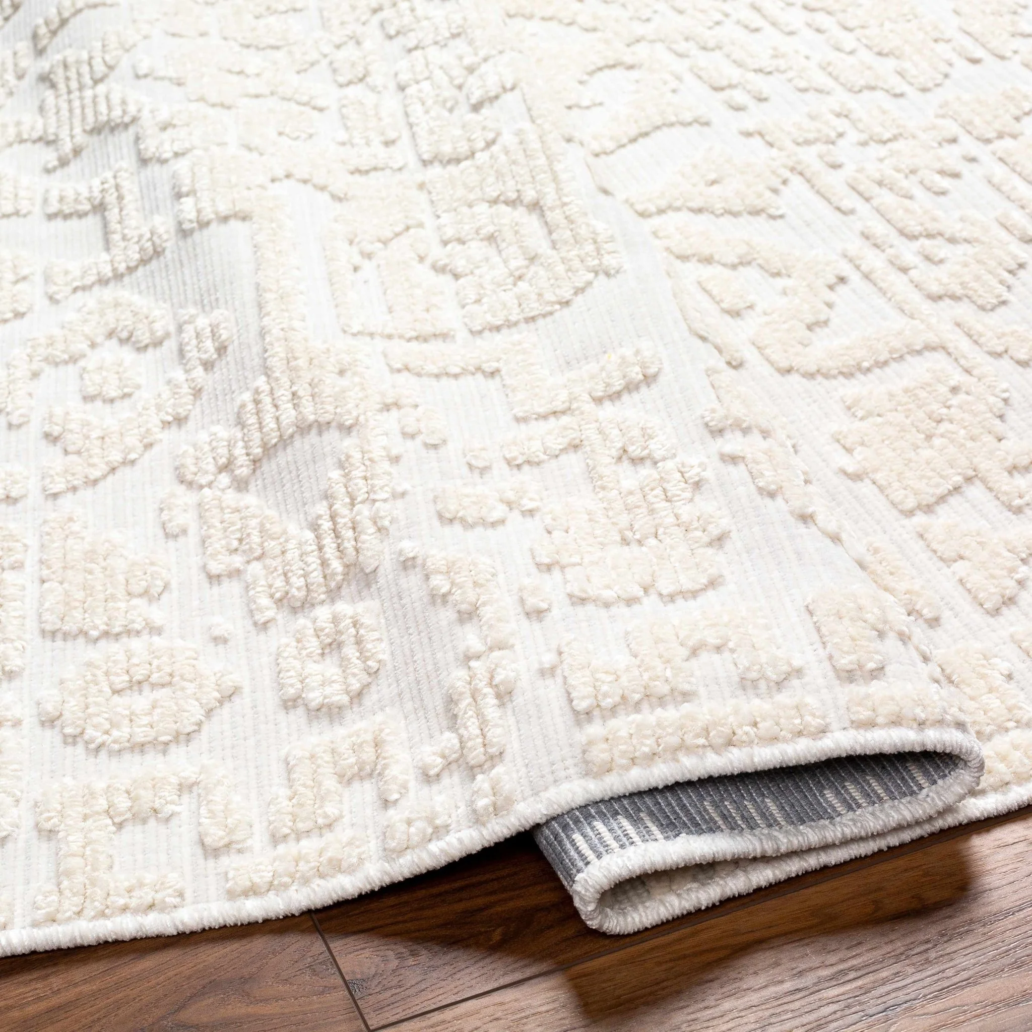 Beige Texture Traditional Medallion washable area Rug - Image 5