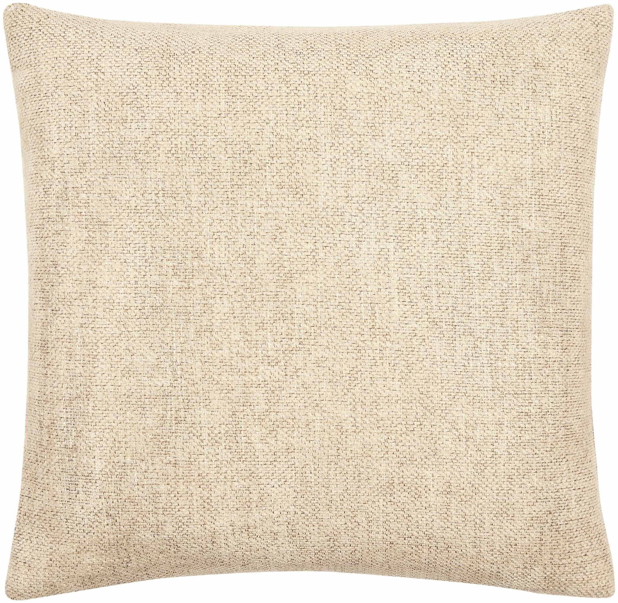 Natural Linen look Beige Textured Contemporary Square Throw Pillow - Image 4