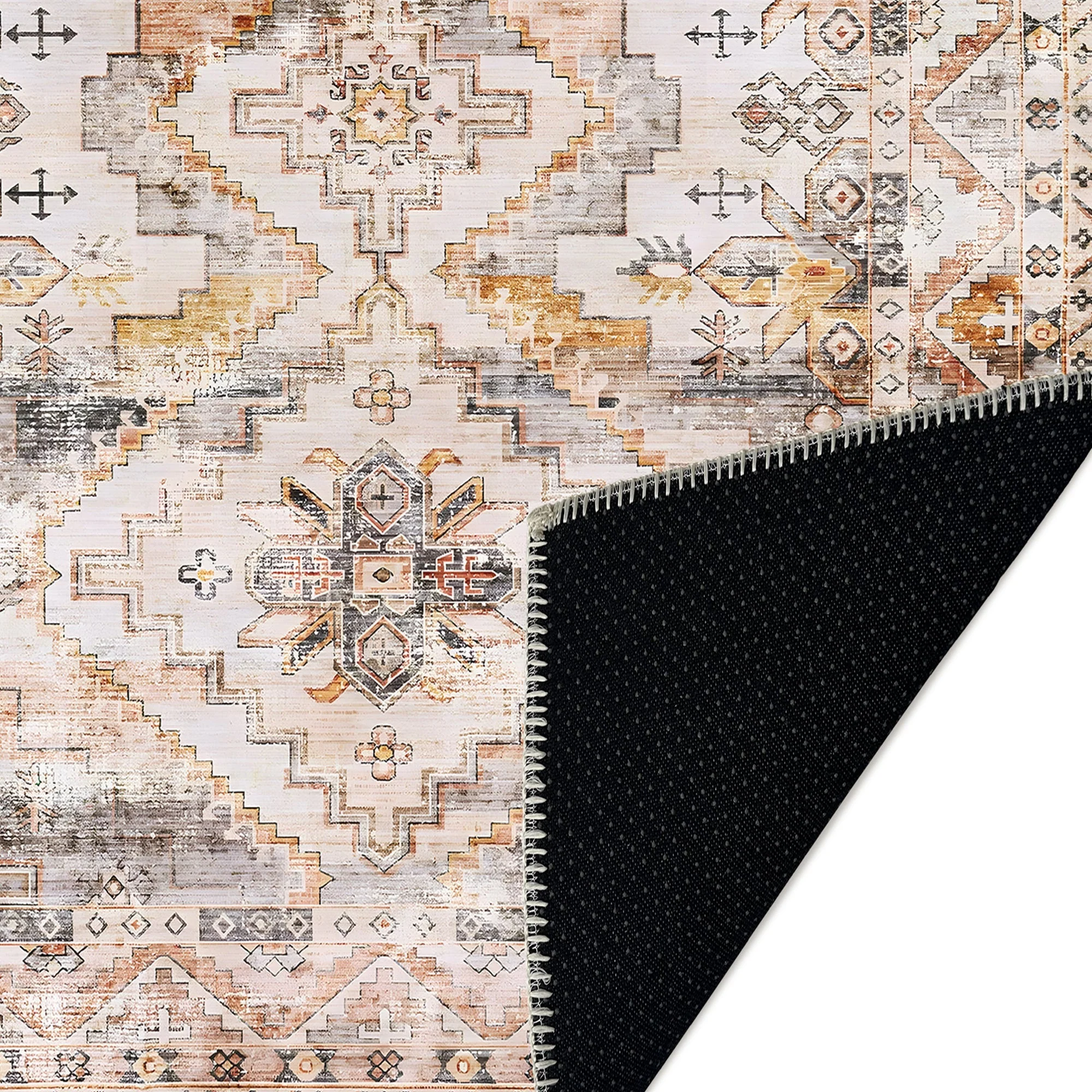 Beige Traditional Style Machine Washable Cotton Area Rug - Image 7