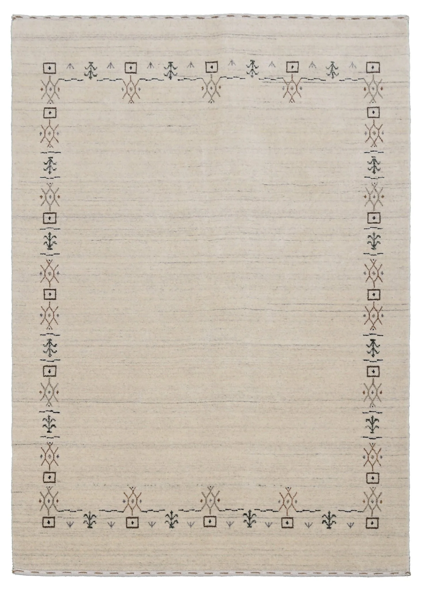 Beige Tribal Border Hand Loomed Wool Area Rug - Image 11