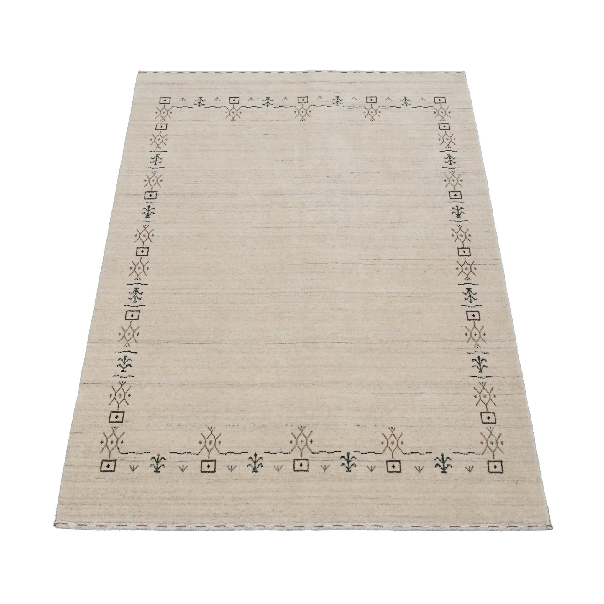 Beige Tribal Border Hand Loomed Wool Area Rug - Image 12