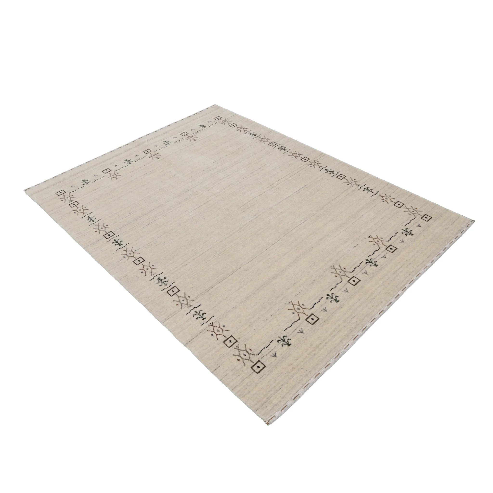 Beige Tribal Border Hand Loomed Wool Area Rug - Image 13