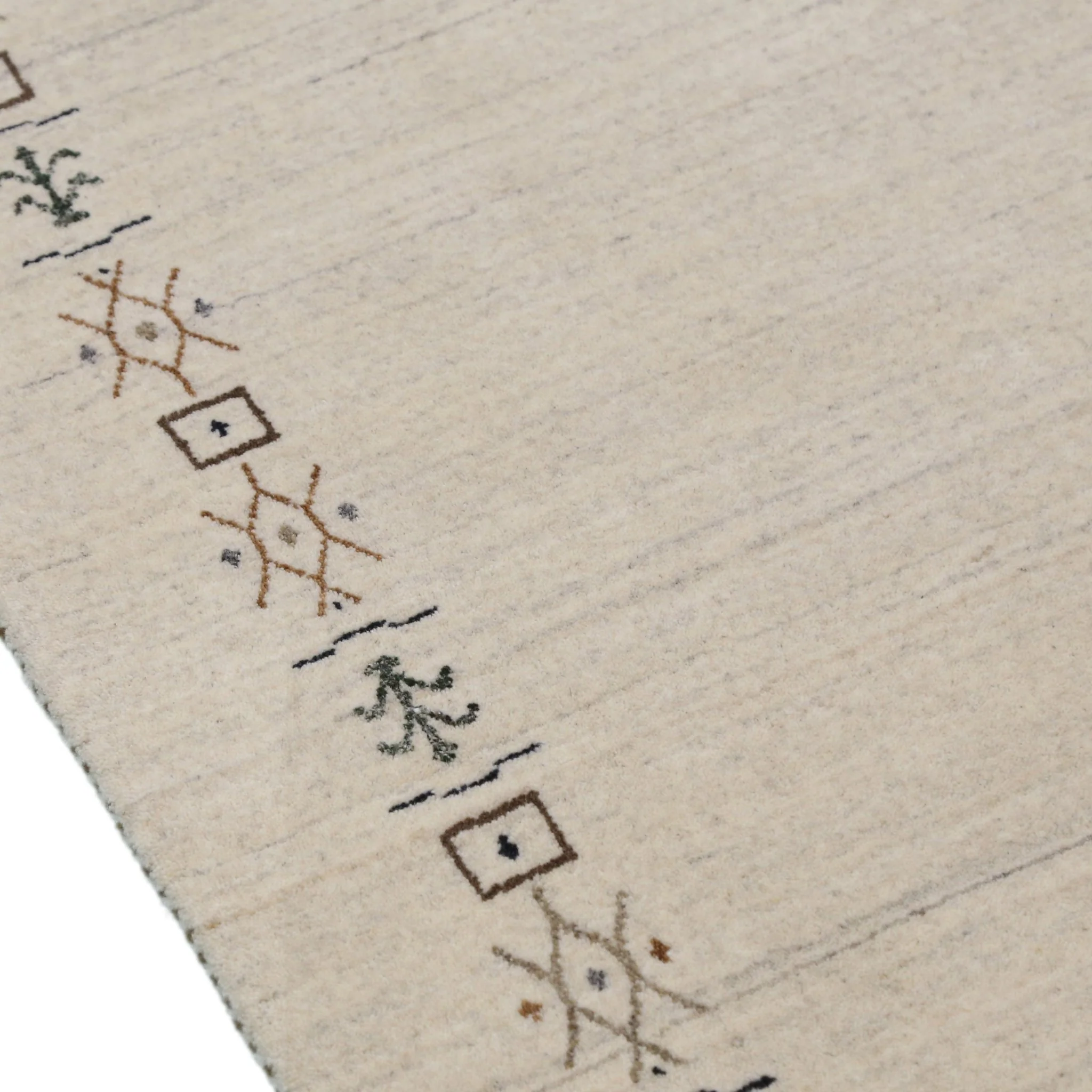 Beige Tribal Border Hand Loomed Wool Area Rug - Image 3