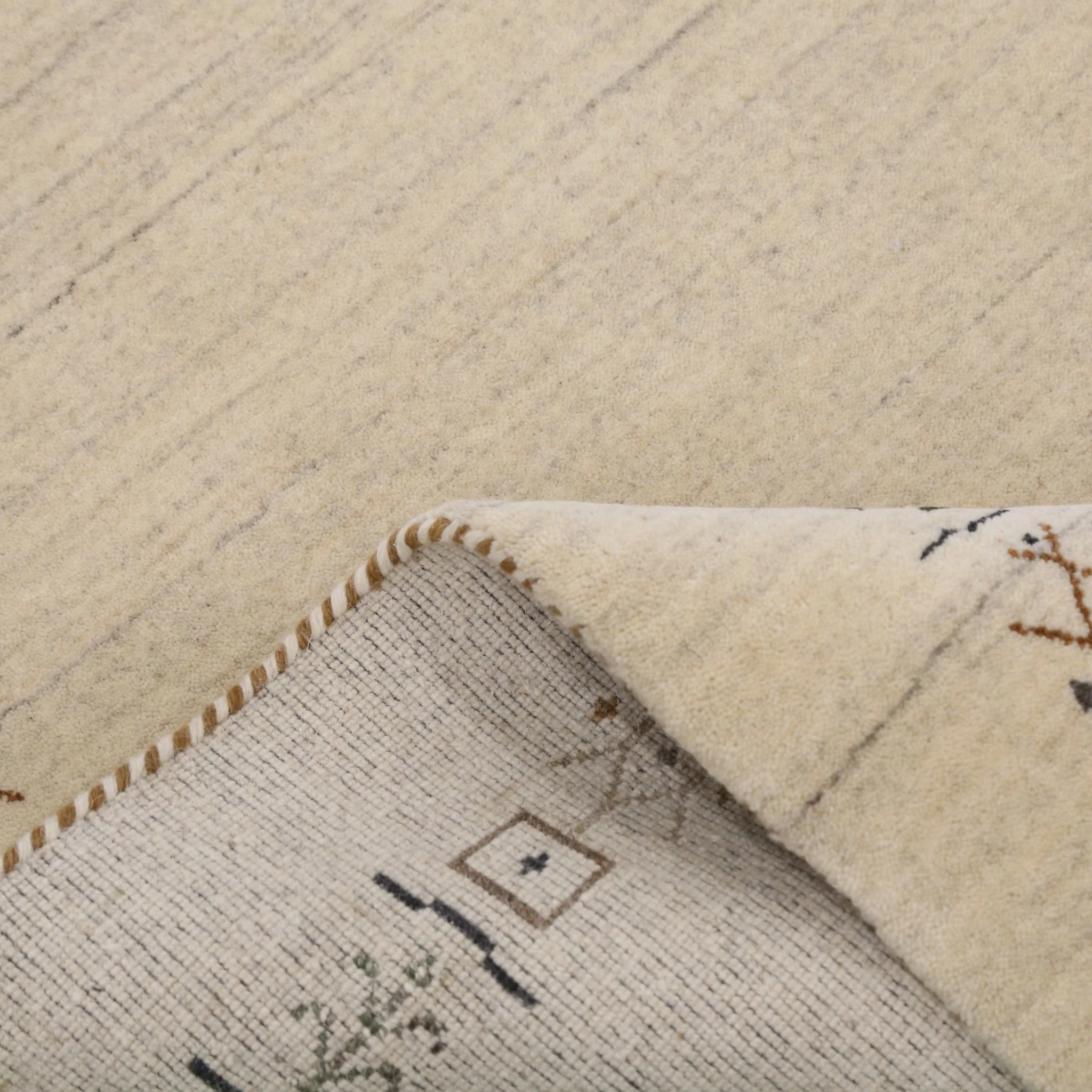 Beige Tribal Border Hand Loomed Wool Area Rug - Image 7