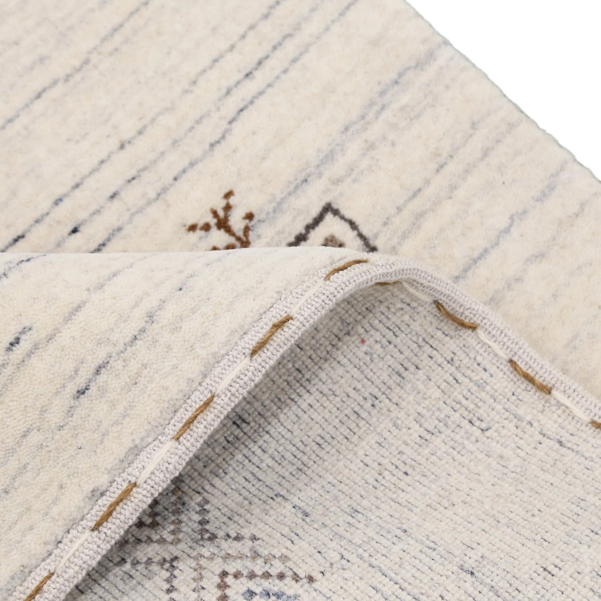 Beige Tribal Center Medallion Hand Loomed Wool Rug - Image 3