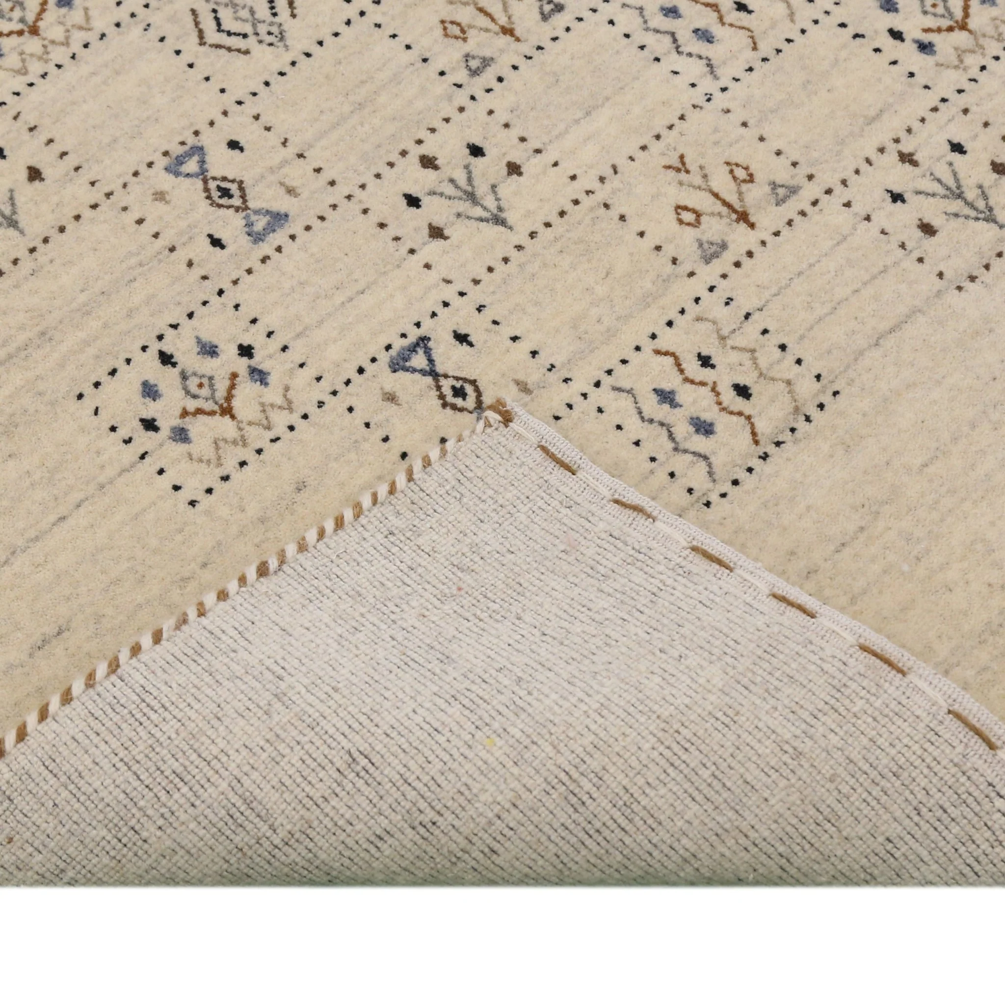 Beige Tribal Design Hand Loomed Wool Area Rug - Image 11