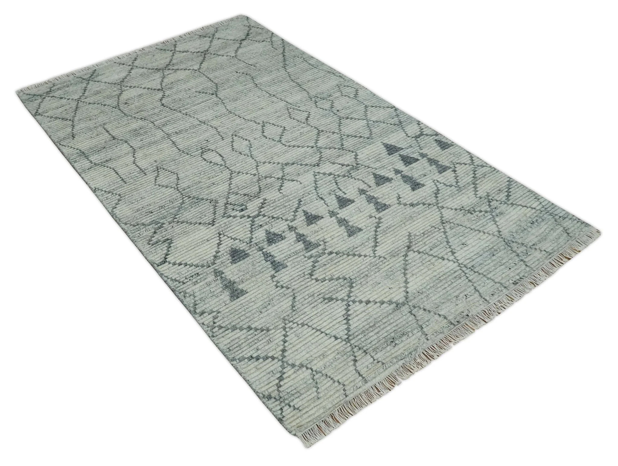 Custom Made Beni Ourain Hand Woven Ivory and Moroccan Trellis Rug Made with Blended Wool - Image 10