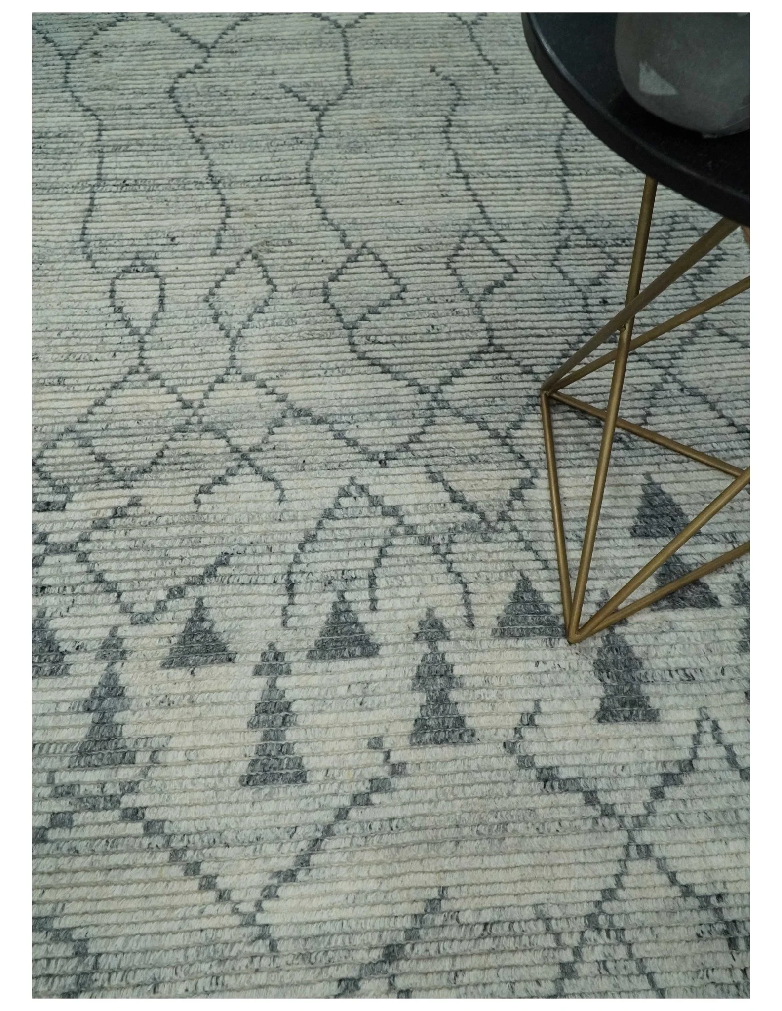 Custom Made Beni Ourain Hand Woven Ivory and Moroccan Trellis Rug Made with Blended Wool - Image 2