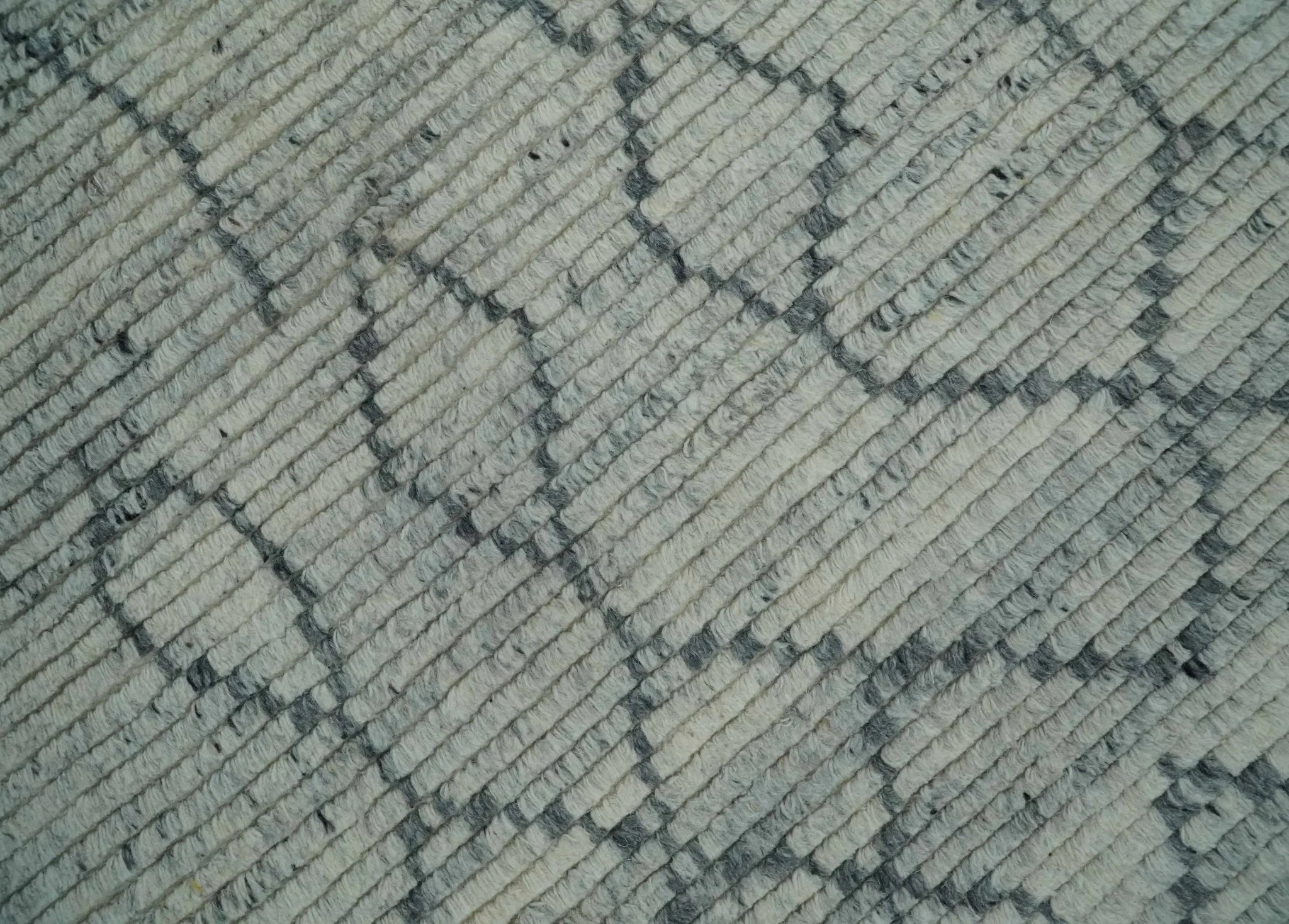 Custom Made Beni Ourain Hand Woven Ivory and Moroccan Trellis Rug Made with Blended Wool - Image 4