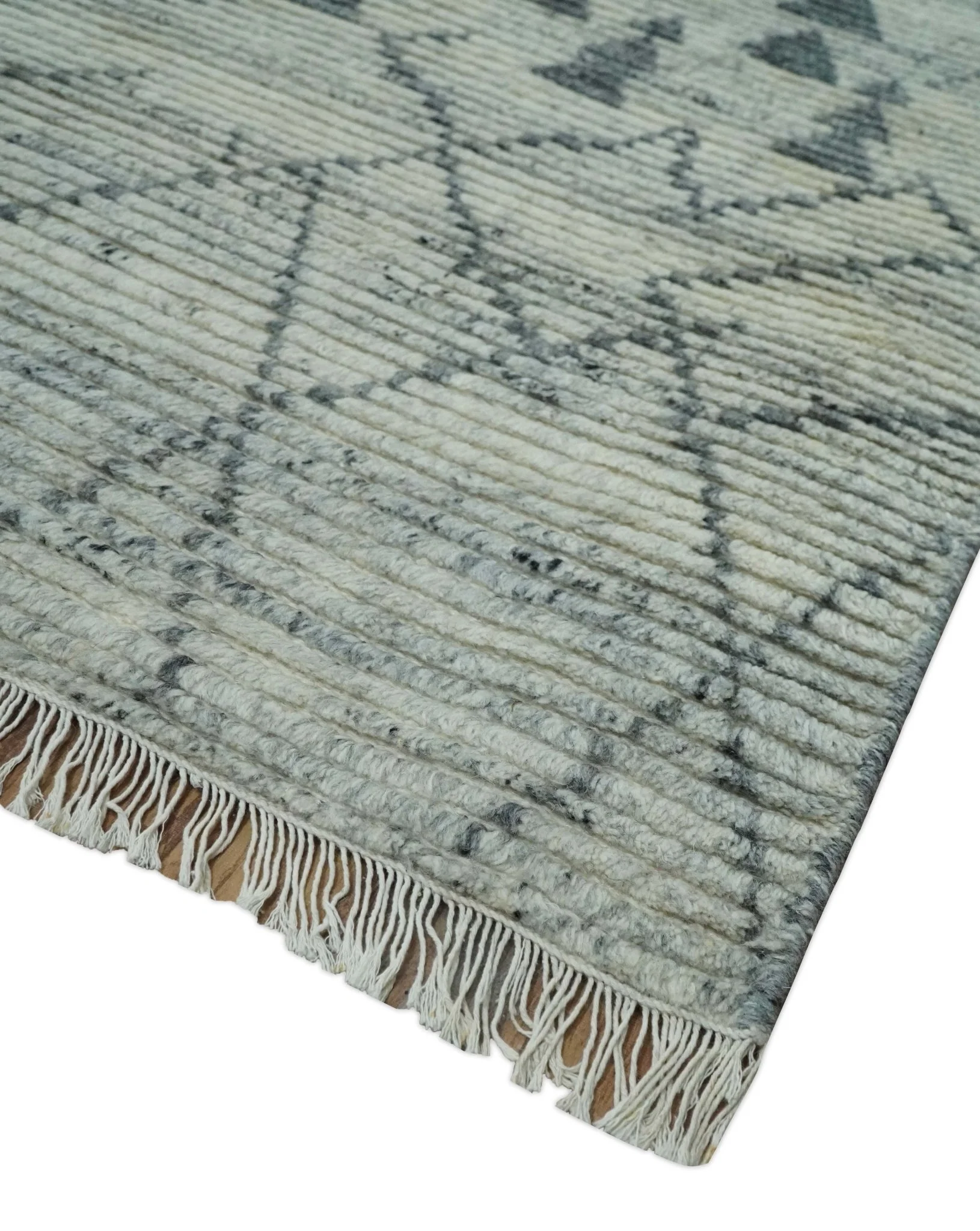 Custom Made Beni Ourain Hand Woven Ivory and Moroccan Trellis Rug Made with Blended Wool - Image 5