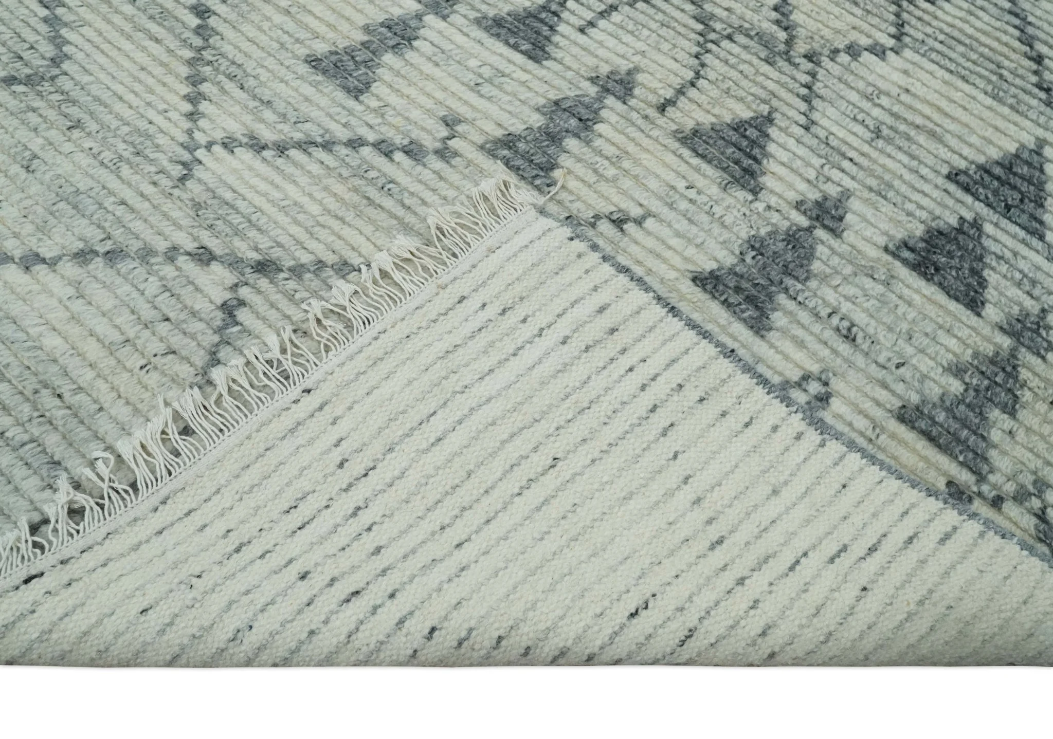 Custom Made Beni Ourain Hand Woven Ivory and Moroccan Trellis Rug Made with Blended Wool - Image 7