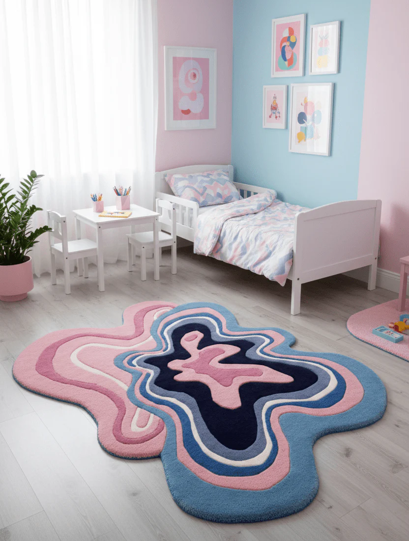 Berry Ripple Blue And Pink Hand Tufted 4x6 Wool Area Rug - Image 2