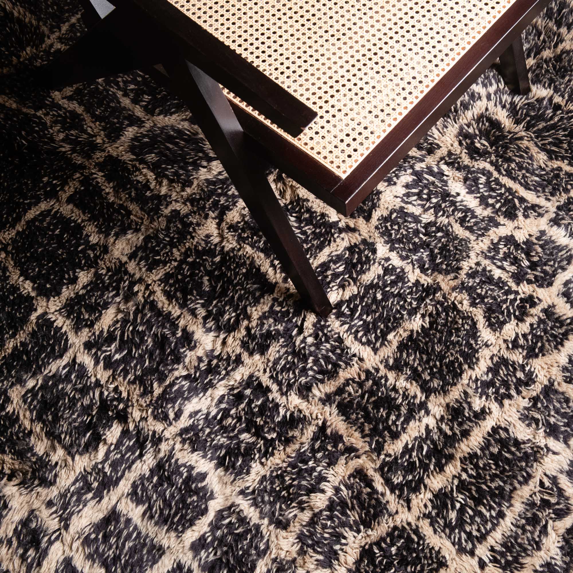 Terrain Black And Beige Moroccan Hand Knotted Wool 8x10 Rug - Image 7