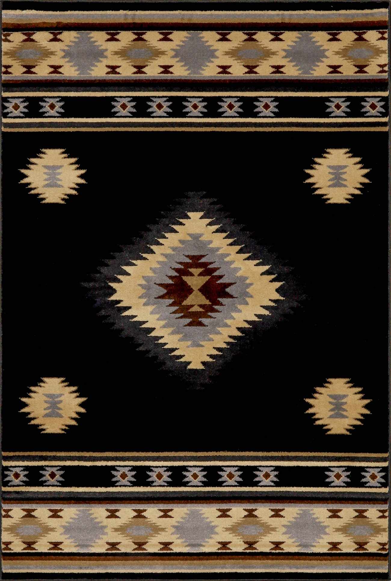Midpines Black And Beige Southwestern Design Area Rug - Image 2
