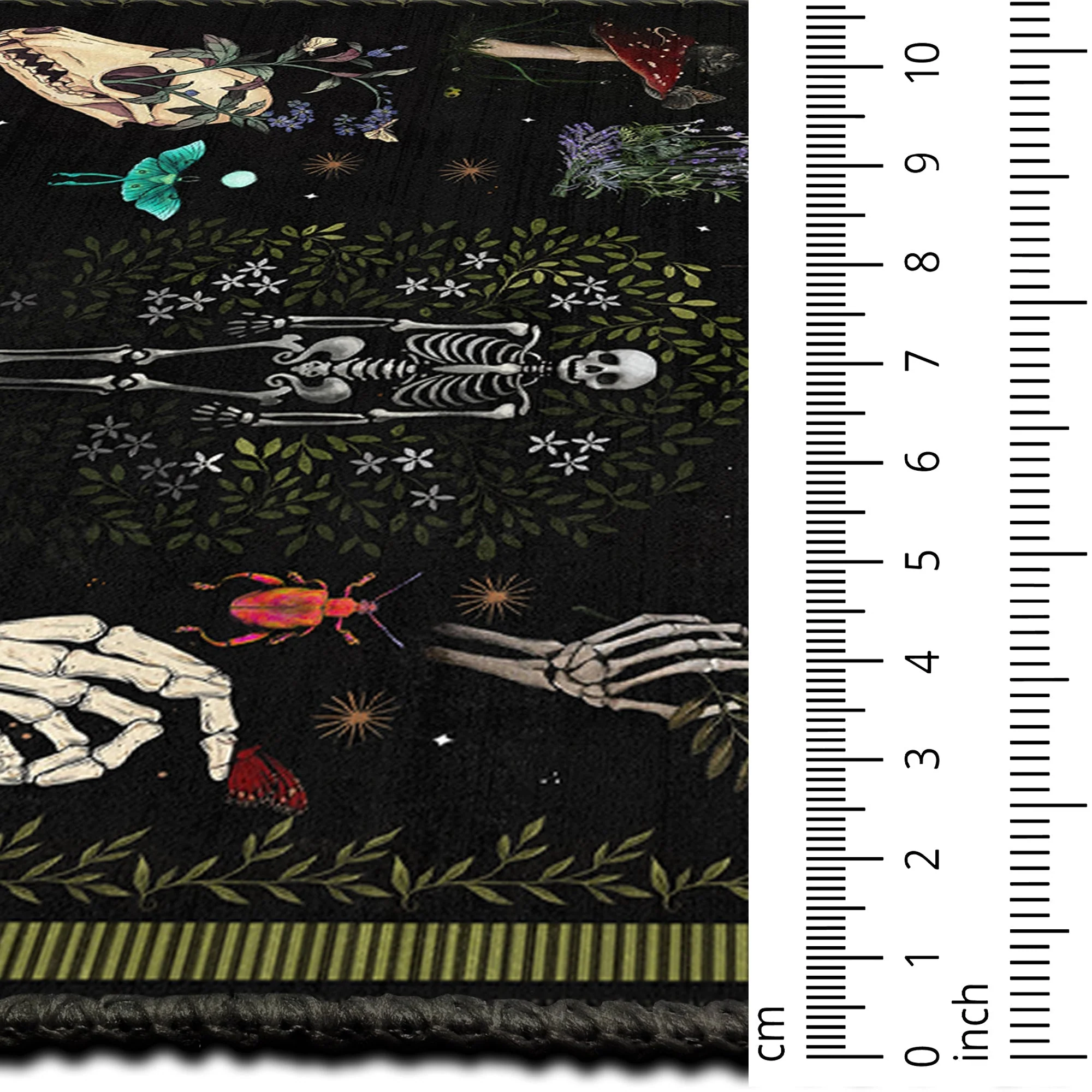 Black And Green Machine Washable Day of Dead Cotton Rug - Image 8