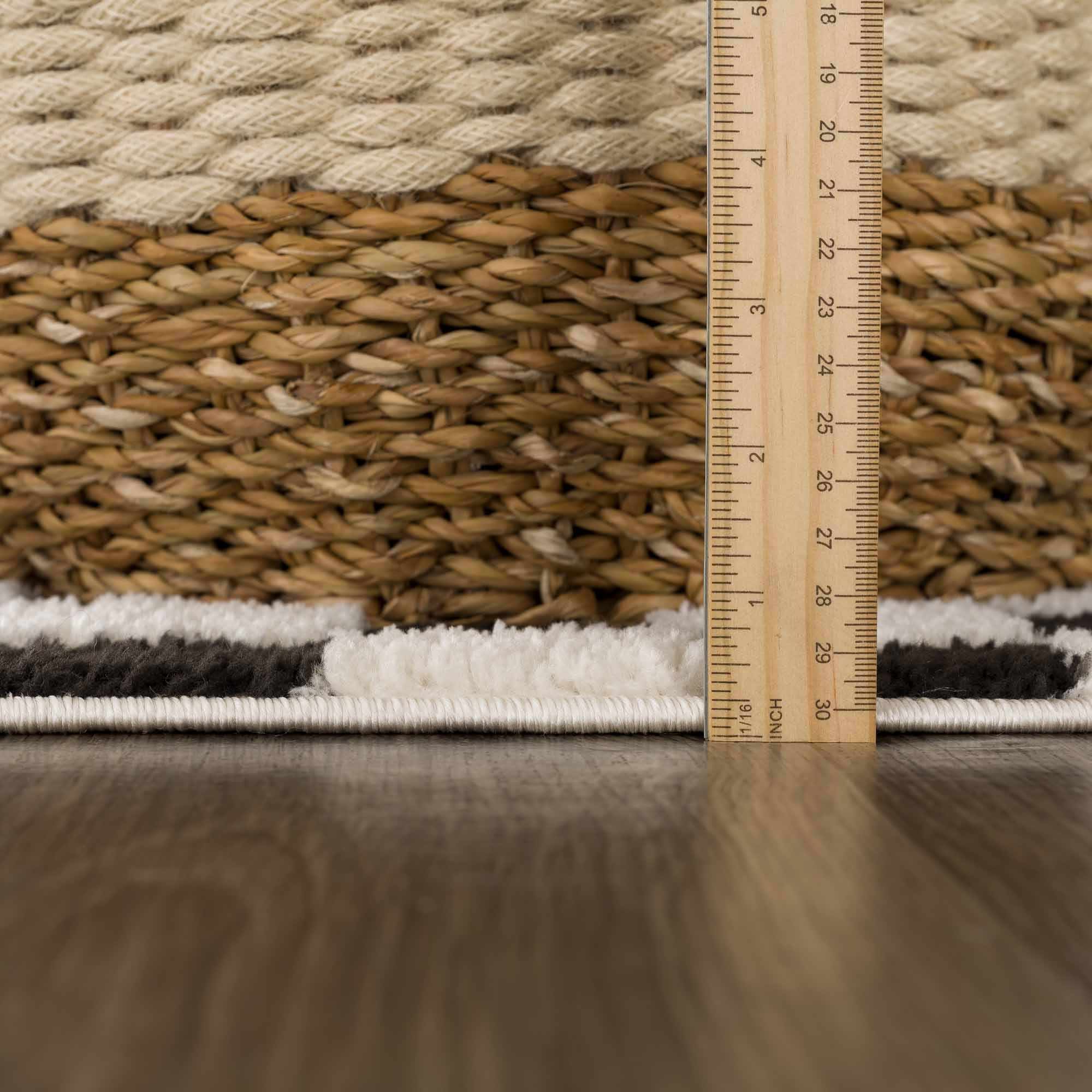 Modern Geometrical Black and Ivory Checkered Plush Pile Moroccan Style Area Rug - Image 15