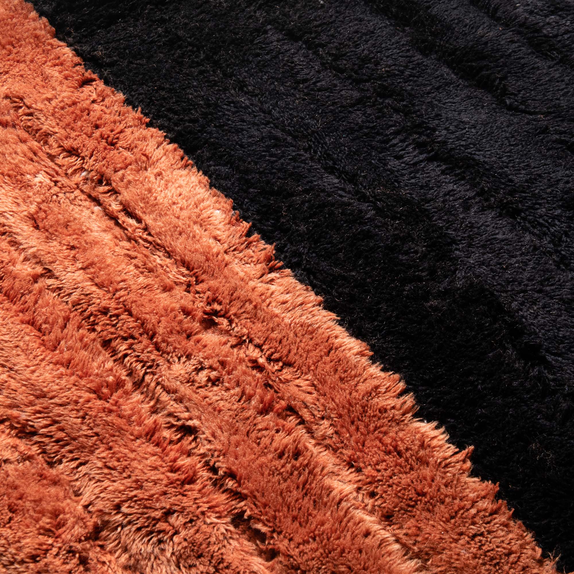 Black And Rust Stripes Texture Handmade Moroccan 4x6 Wool Area Rug - Image 3