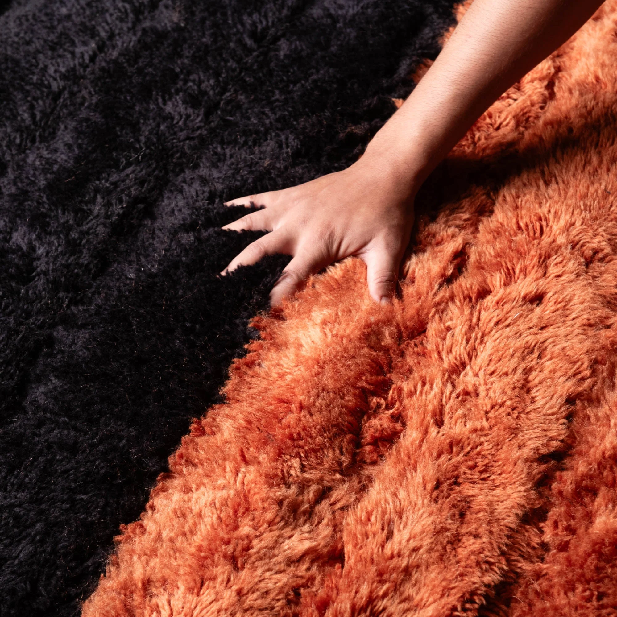 Black And Rust Stripes Texture Handmade Moroccan 4x6 Wool Area Rug - Image 6