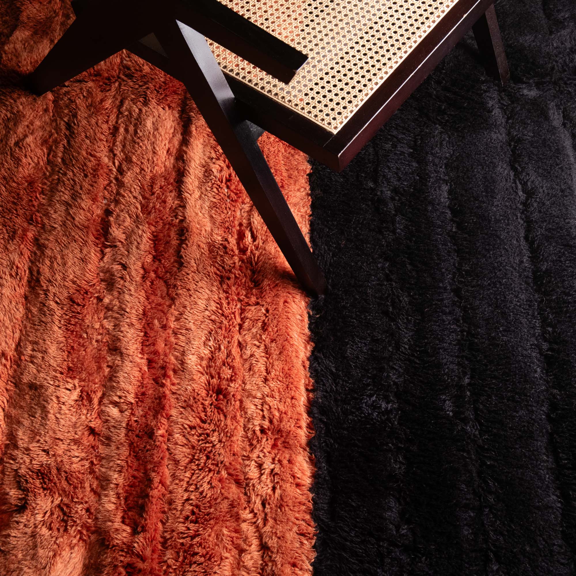 Black And Rust Stripes Texture Handmade Moroccan 4x6 Wool Area Rug - Image 7