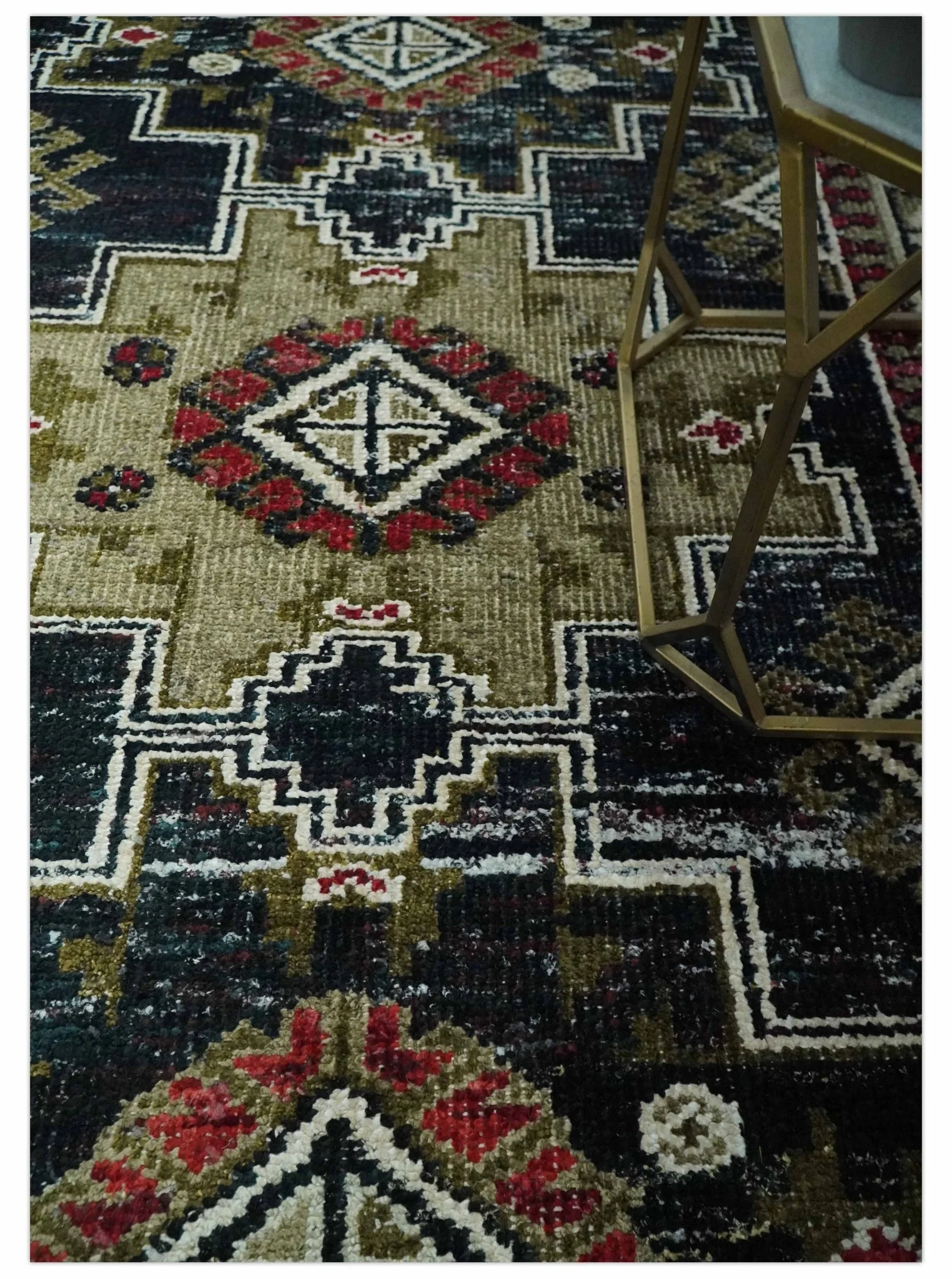 5x8 Black and Silver Traditional Heriz Hand Knotted wool area Rug - Image 2