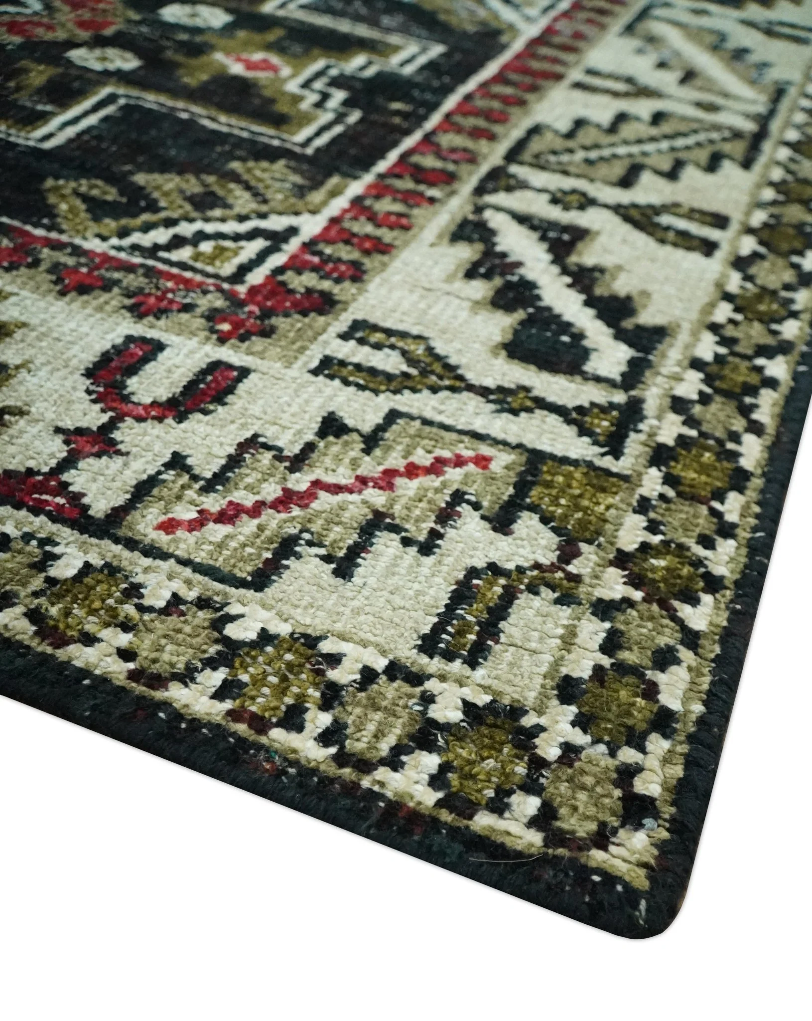5x8 Black and Silver Traditional Heriz Hand Knotted wool area Rug - Image 5