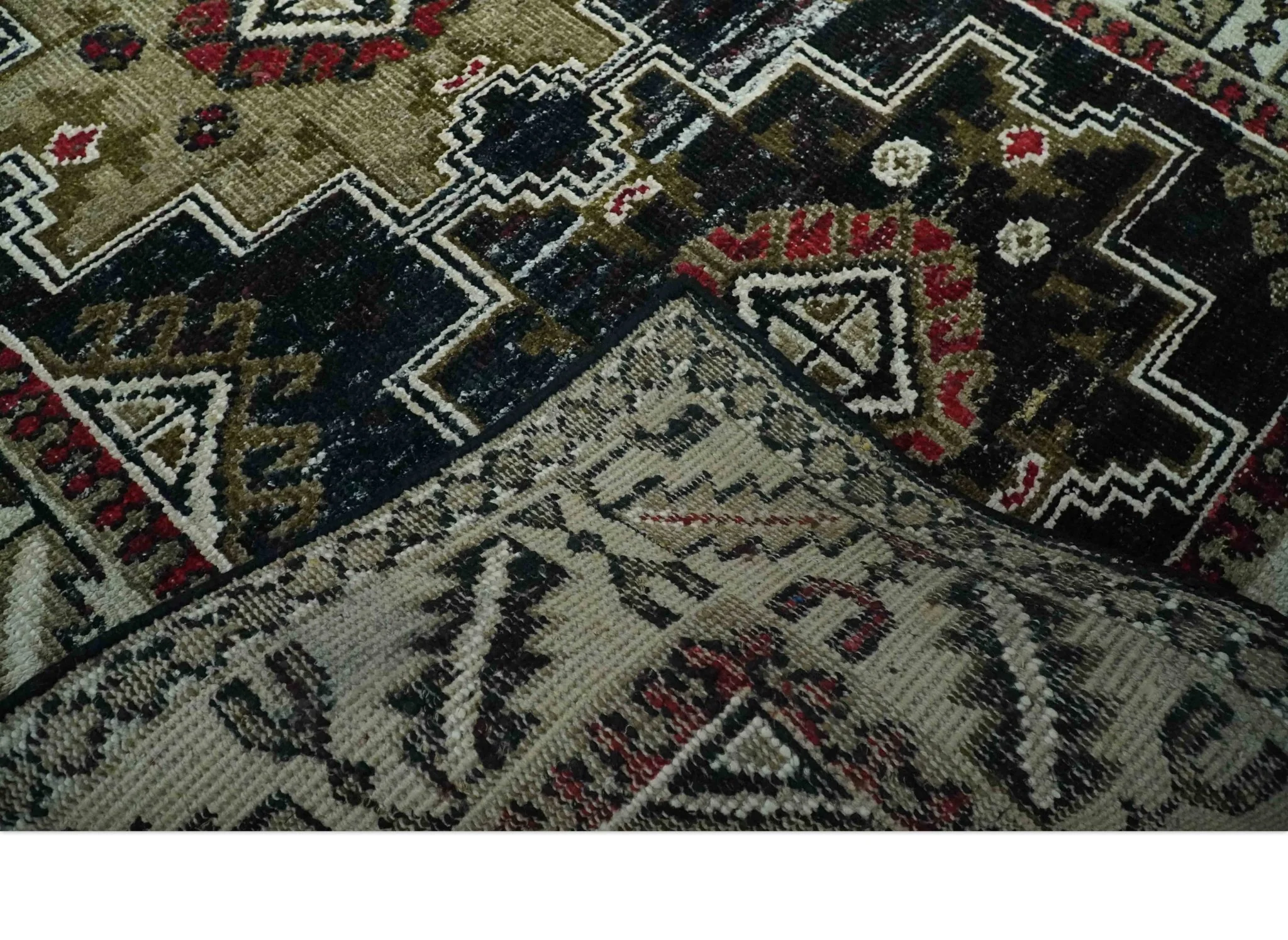 5x8 Black and Silver Traditional Heriz Hand Knotted wool area Rug - Image 6
