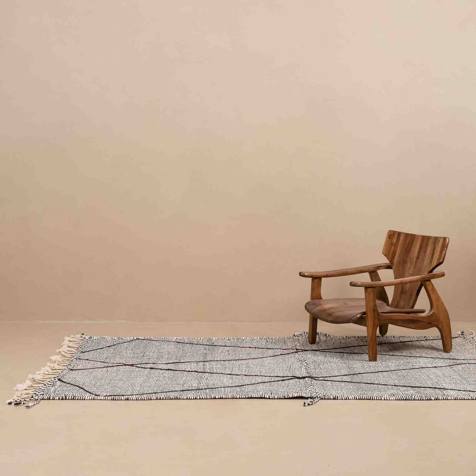 Black And White Contemporary Moroccan Hand Knotted 5x8.7 Wool Rug - Image 2