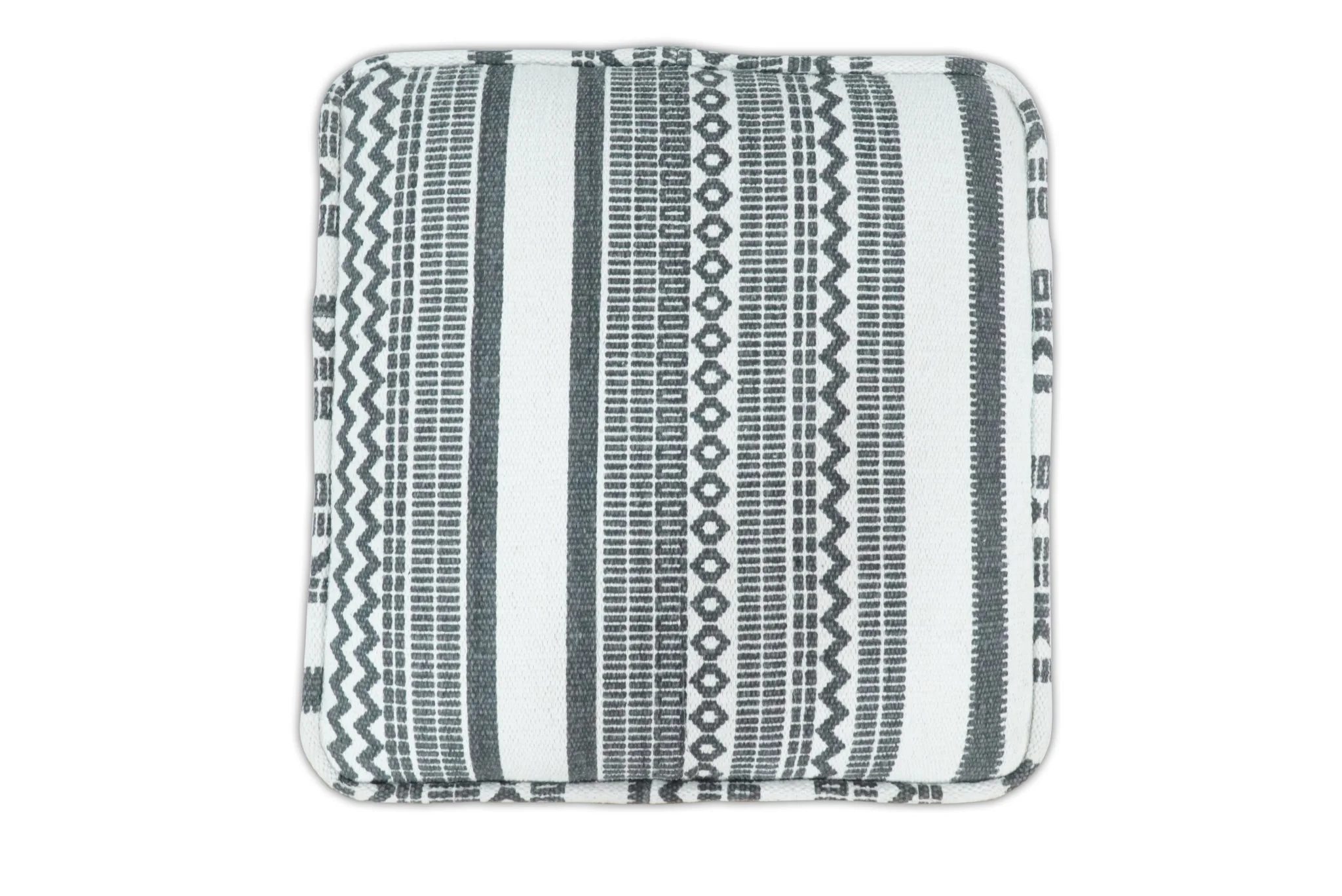 Black and White Handmade Block Printed cotton Pouf - Image 5