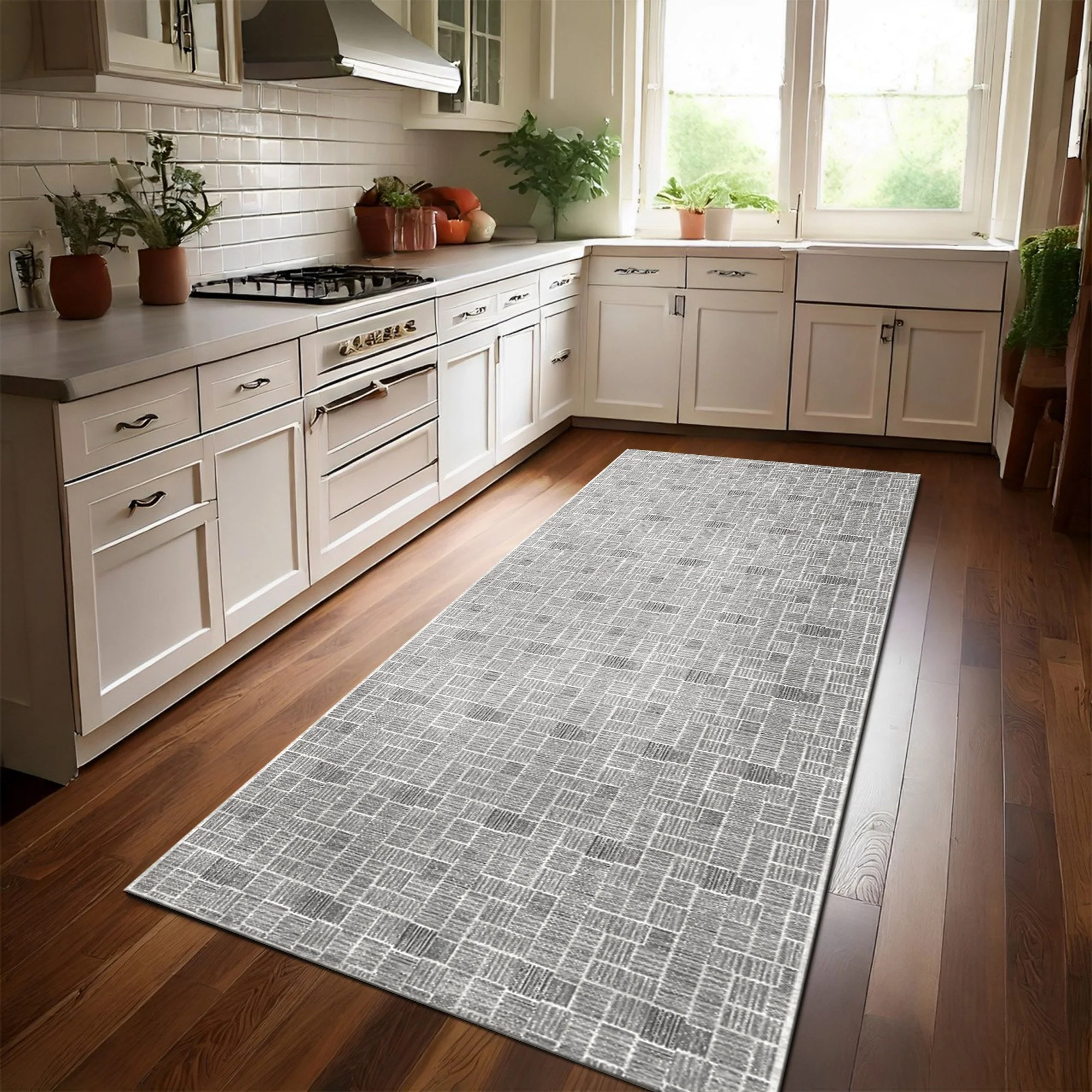 Black And White Modern Style Machine Washable Cotton Area Rug - Image 3