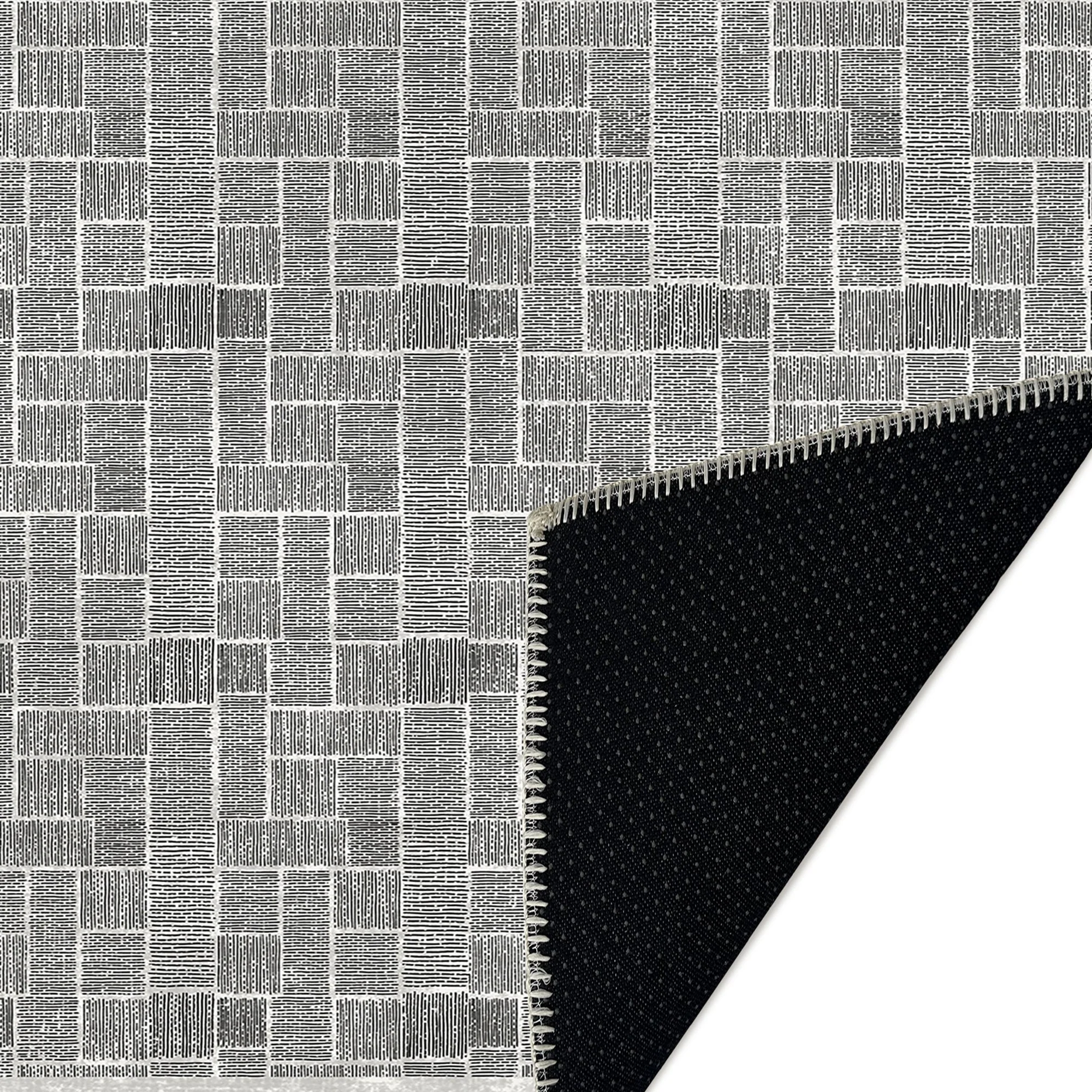 Black And White Modern Style Machine Washable Cotton Area Rug - Image 7