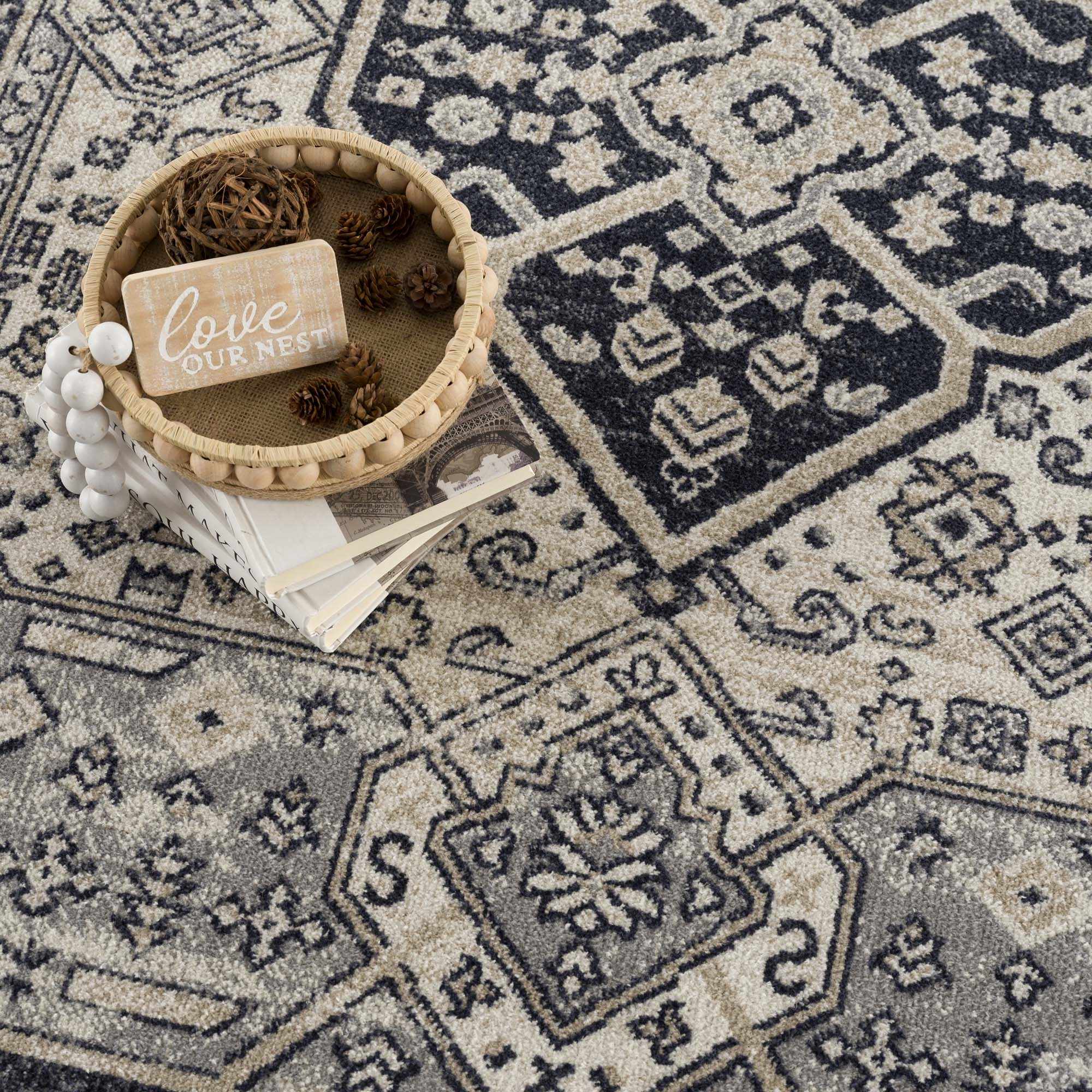 Antique Design Premium Black, Beige and Gray Traditional Washable area Rug - Image 13