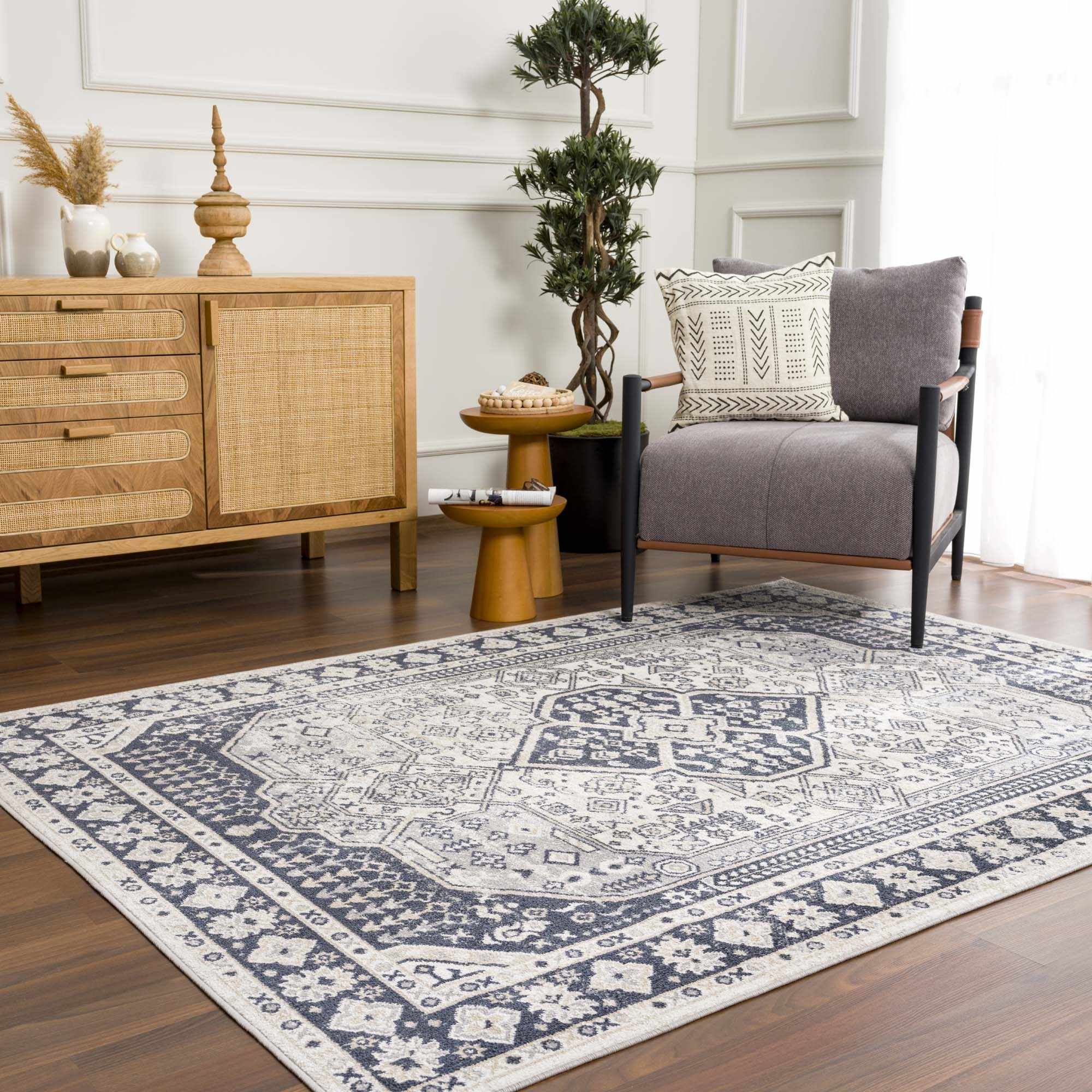 Antique Design Premium Black, Beige and Gray Traditional Washable area Rug - Image 16