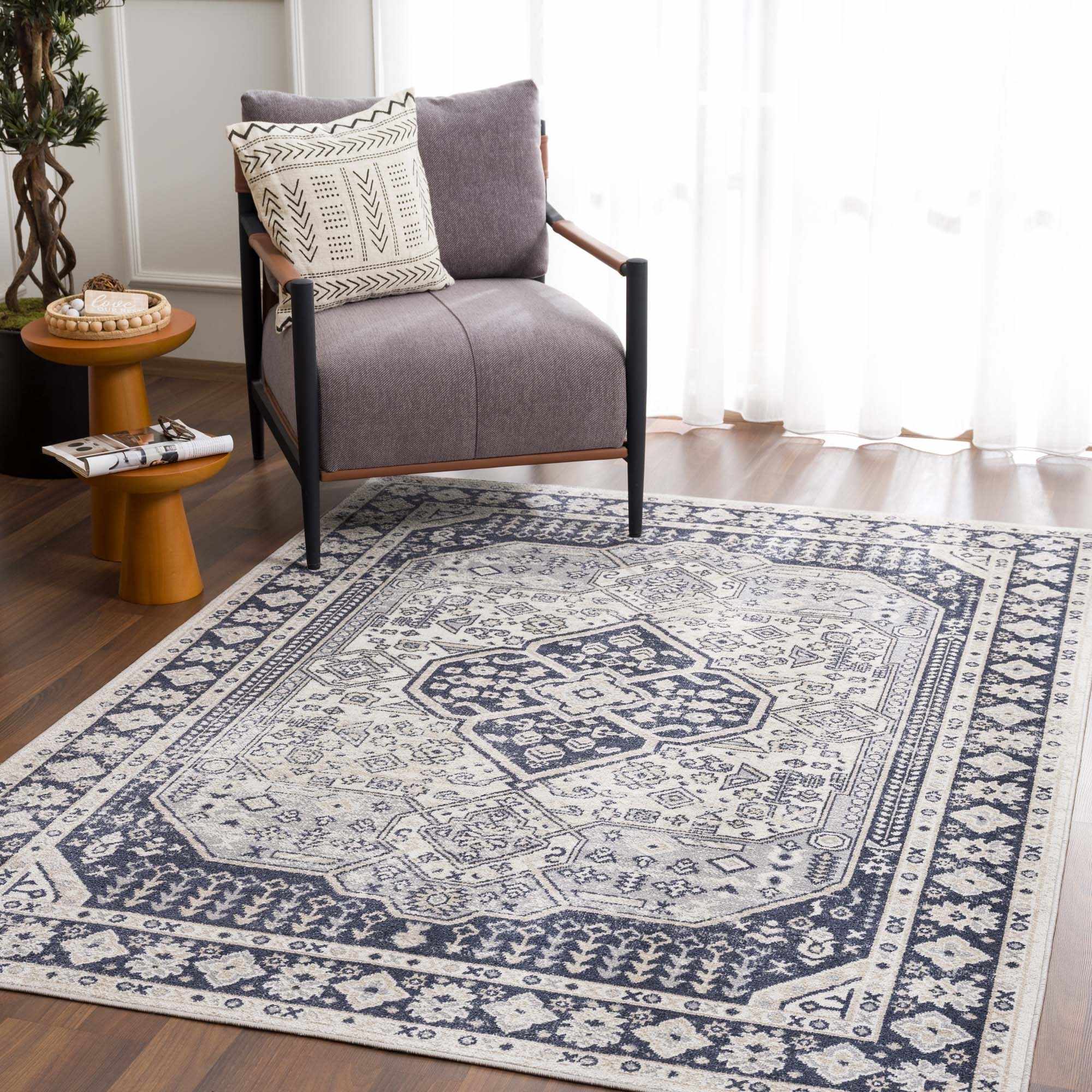 Antique Design Premium Black, Beige and Gray Traditional Washable area Rug - Image 2