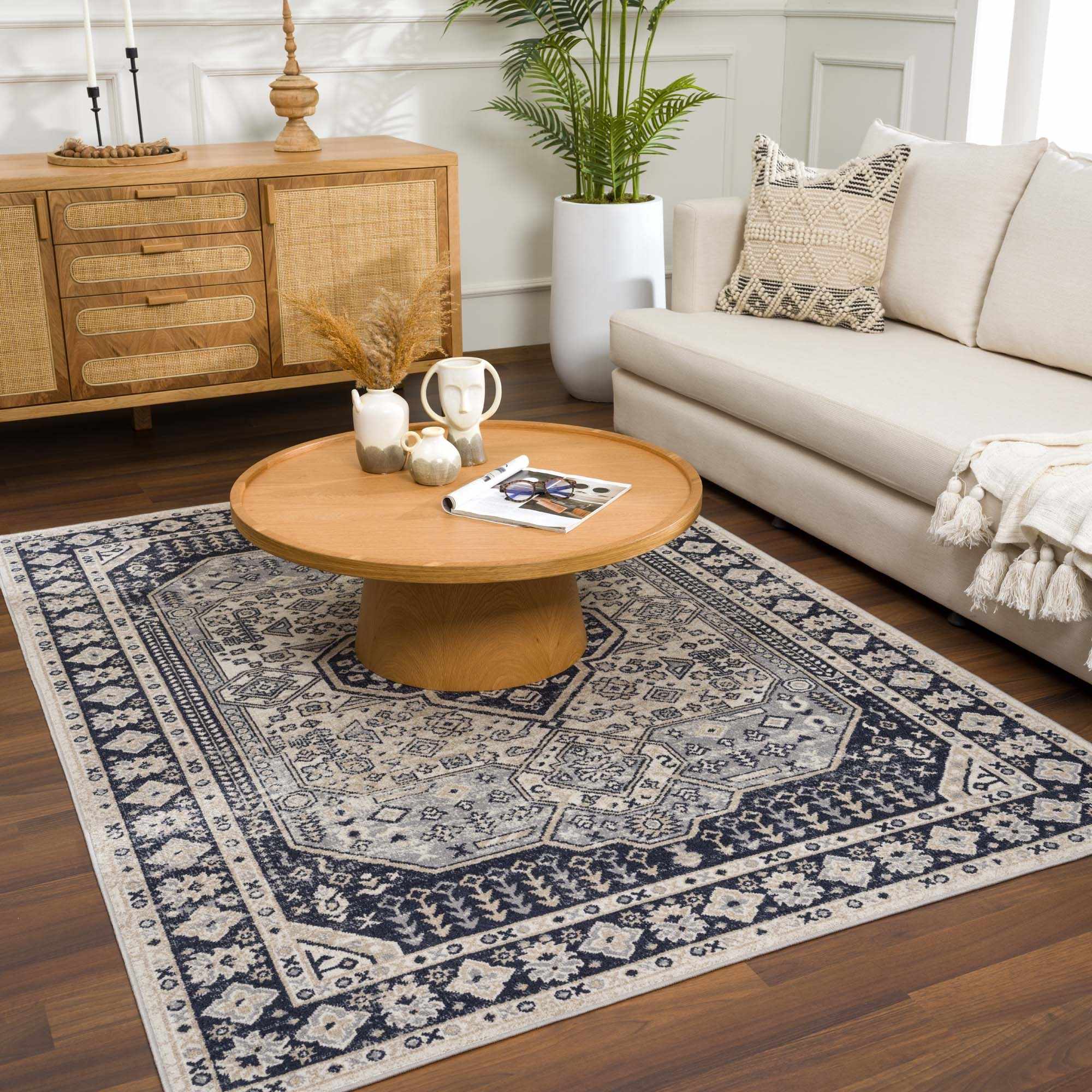 Antique Design Premium Black, Beige and Gray Traditional Washable area Rug - Image 3
