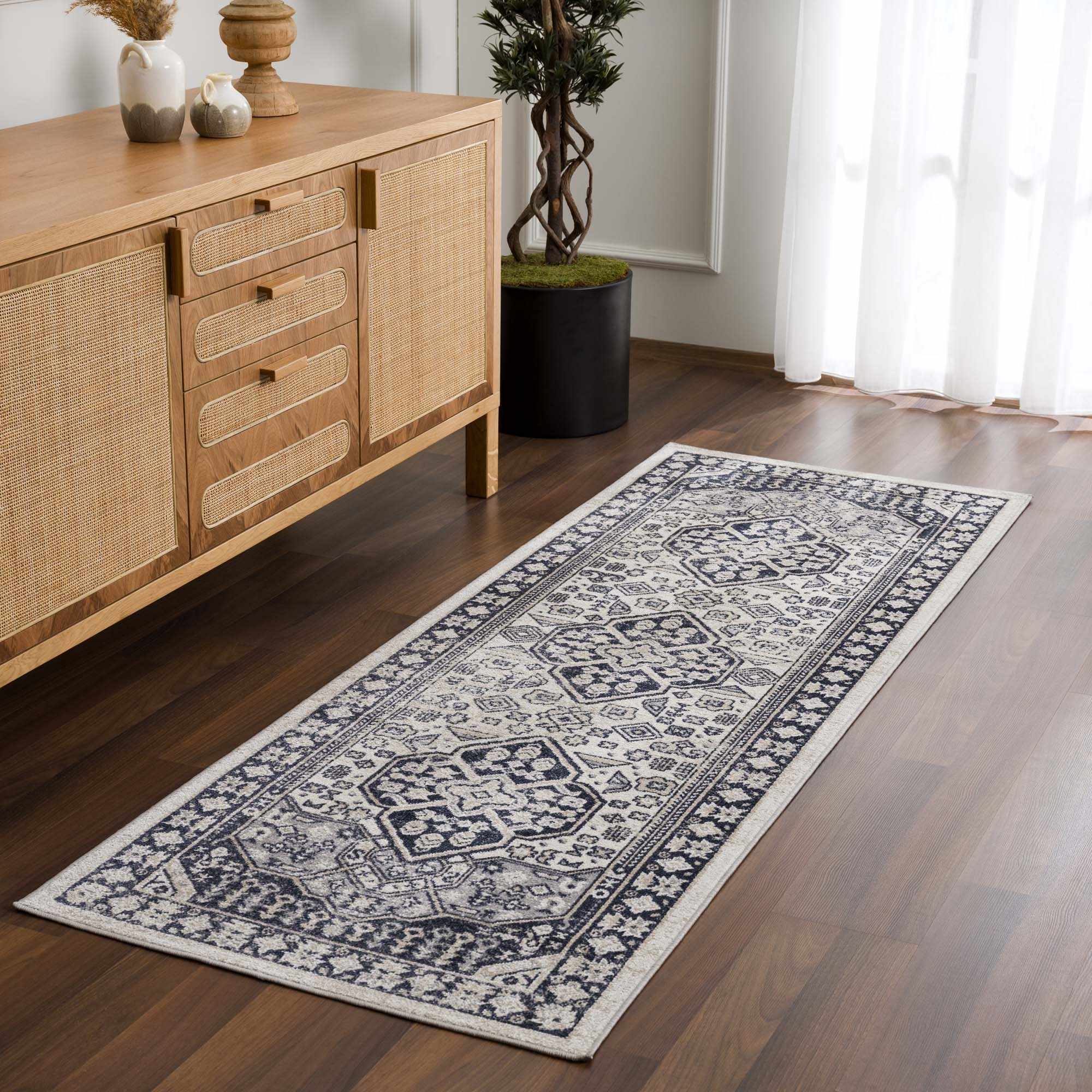 Antique Design Premium Black, Beige and Gray Traditional Washable area Rug - Image 4