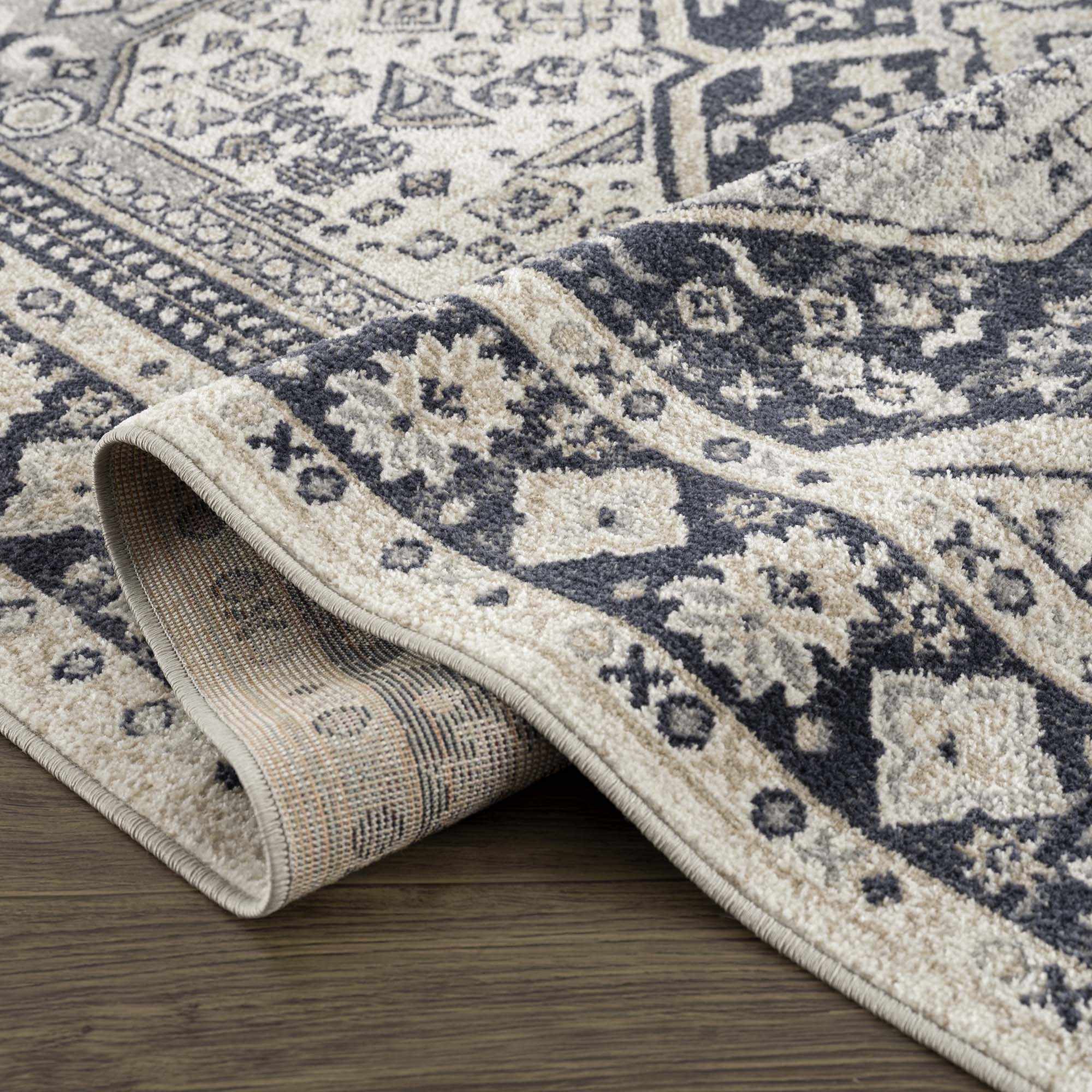 Antique Design Premium Black, Beige and Gray Traditional Washable area Rug - Image 9