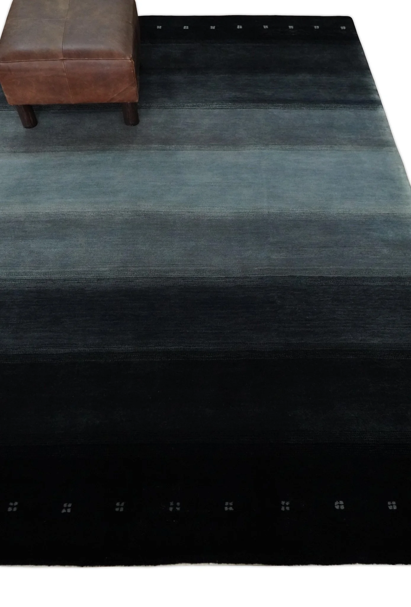5x7 Ombre Black, Charcoal and Gray Striped Wool Hand Woven Southwestern Lori Rug | KNT24 - Image 2