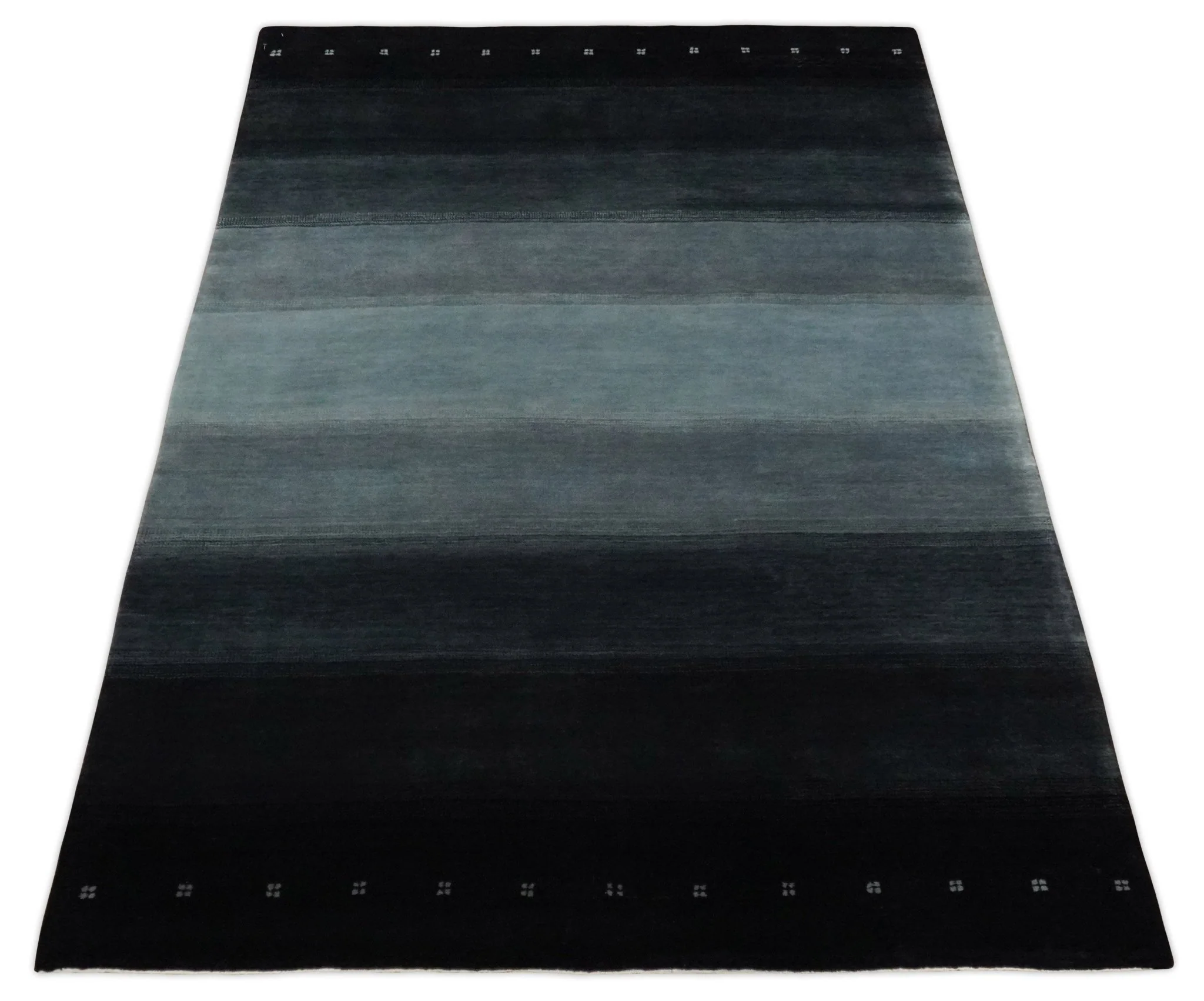5x7 Ombre Black, Charcoal and Gray Striped Wool Hand Woven Southwestern Lori Rug | KNT24 - Image 9