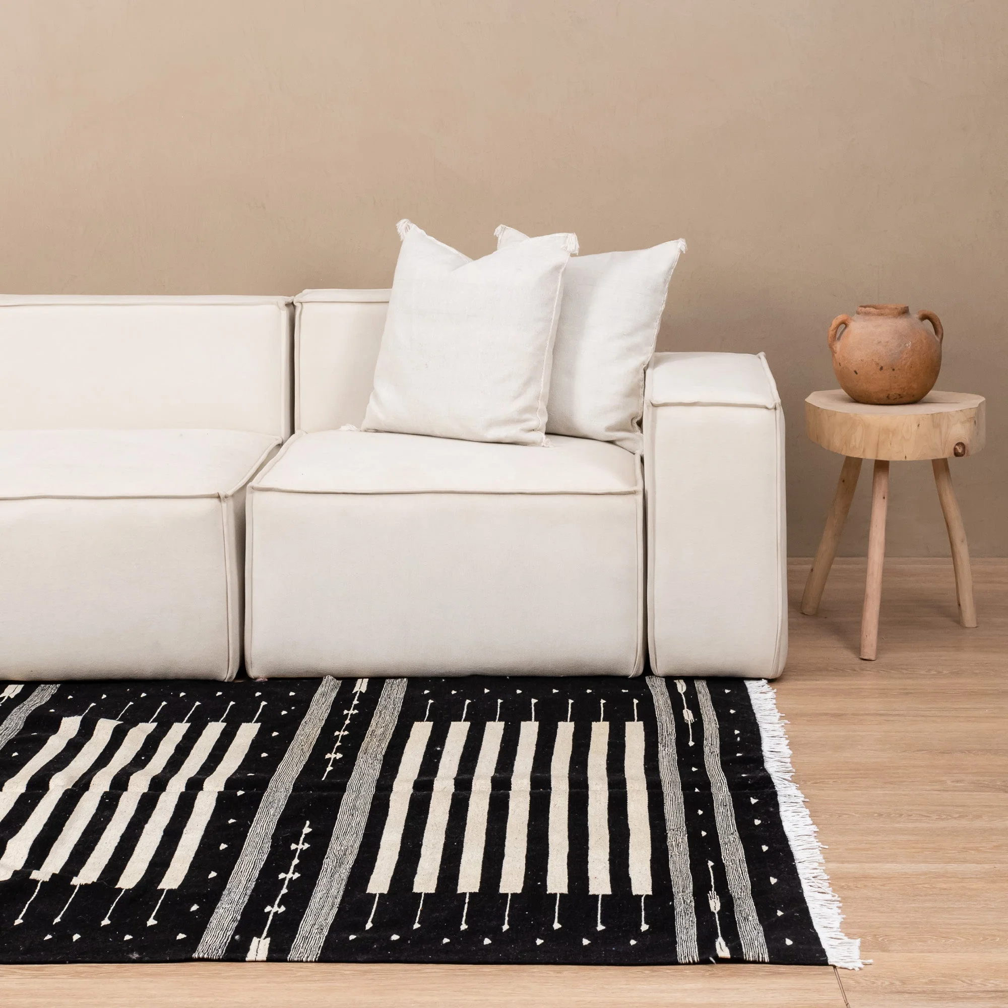 Black Contemporary Moroccan Design Hand Knotted 5x8 Wool Rug - Image 2